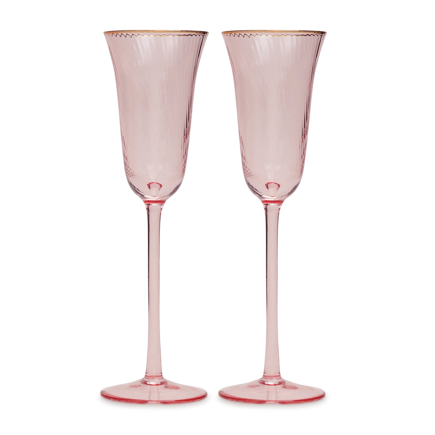 Set of 2 Pink Spiral Textured champagne flute