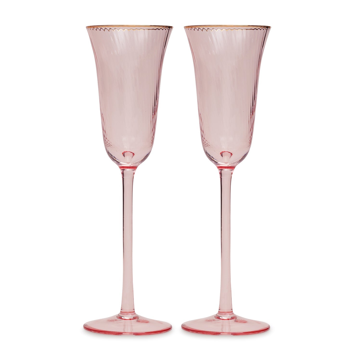Set of 2 Pink Spiral Textured champagne flute