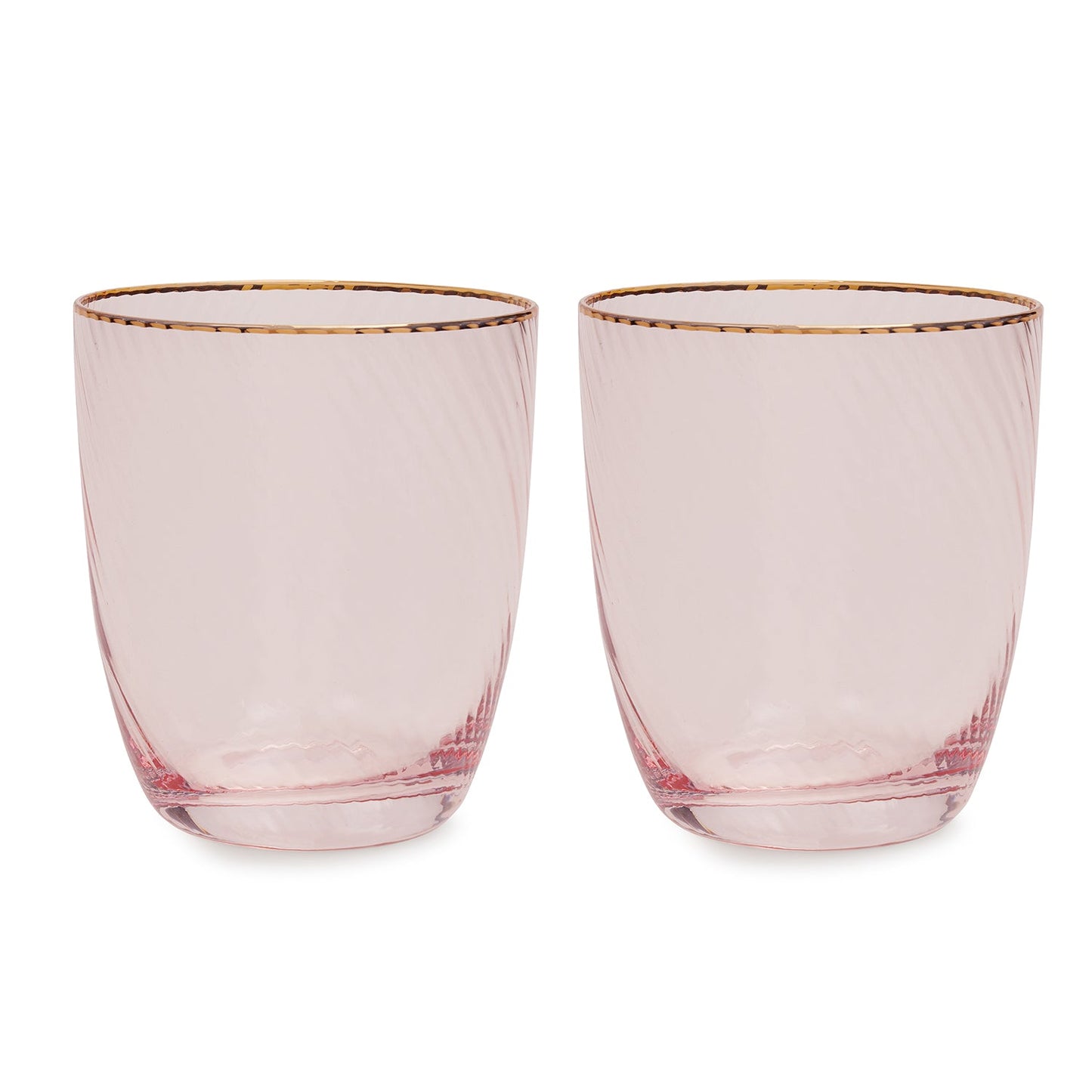 Set of 2 Pink Spiral Textured Drinking Glasses
