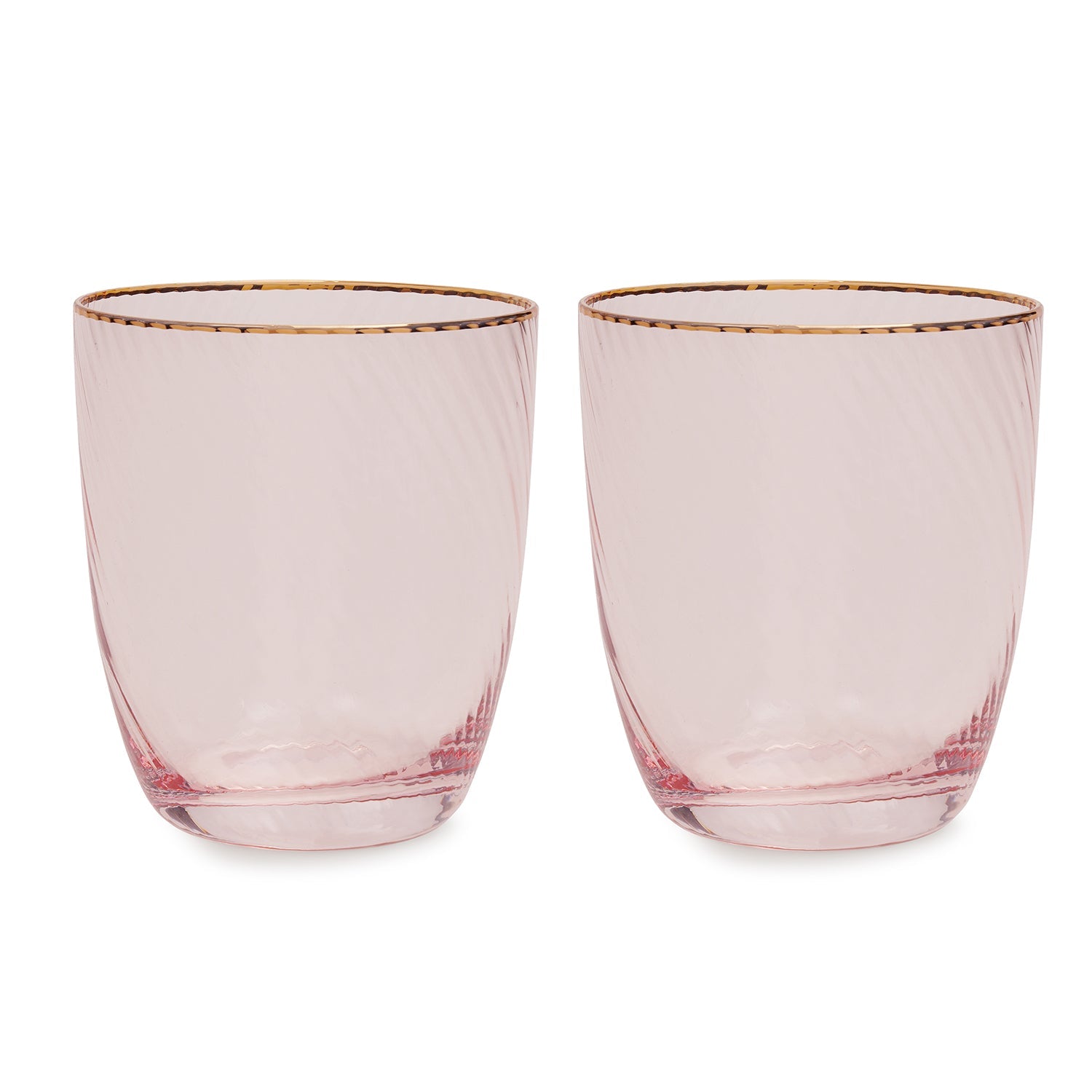 Set of 2 Pink Spiral Textured Drinking Glasses