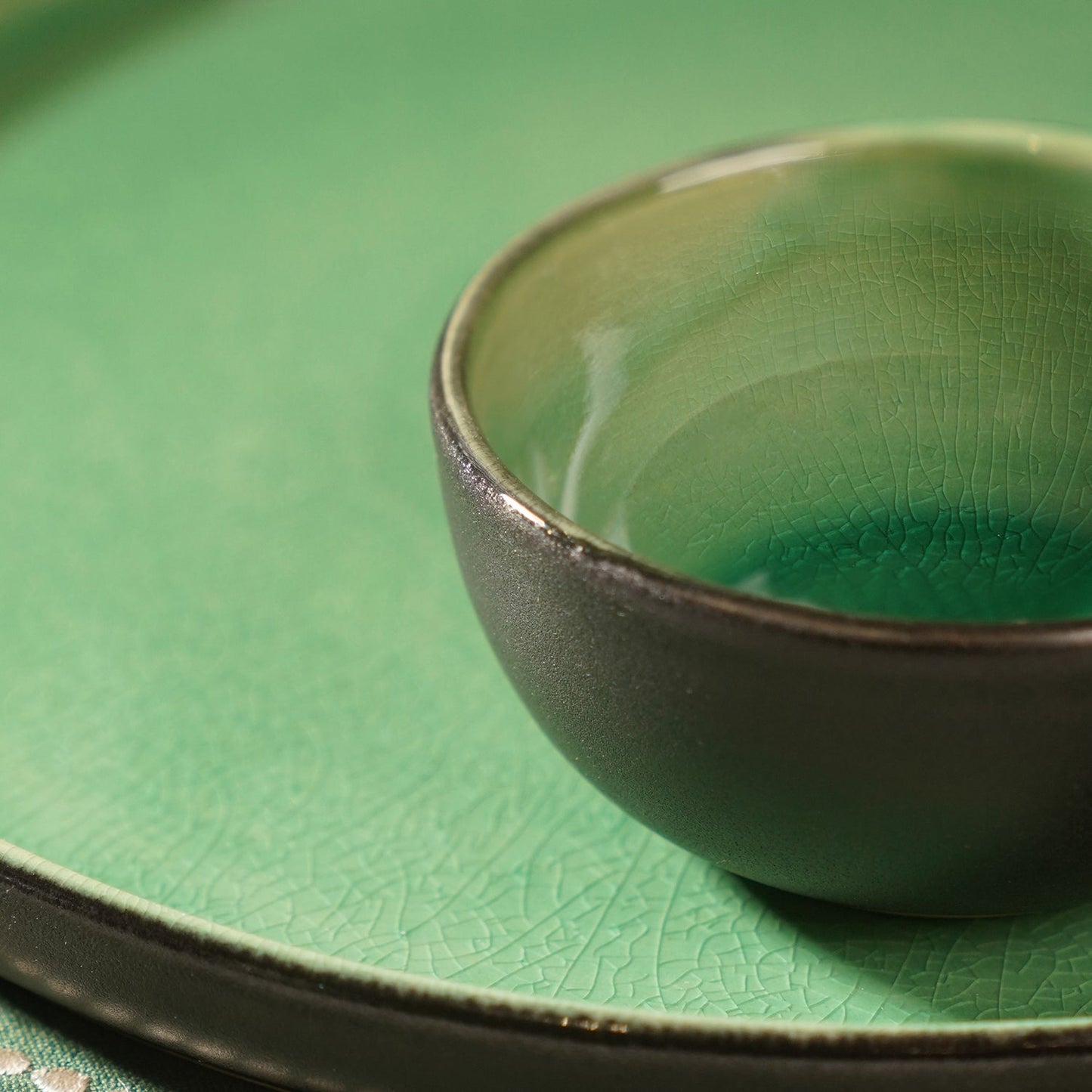 Green Crackle Glaze Side Bowl
