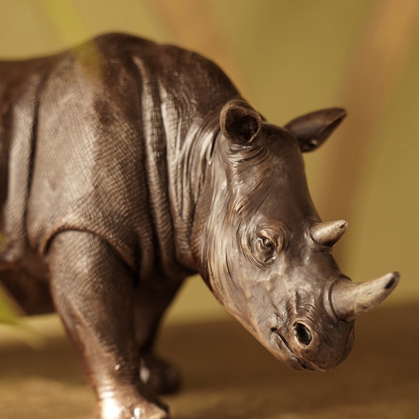 Brown Polyresin Standing Rhinoceros