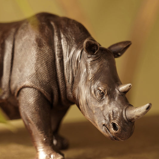 Brown Polyresin Standing Rhinoceros