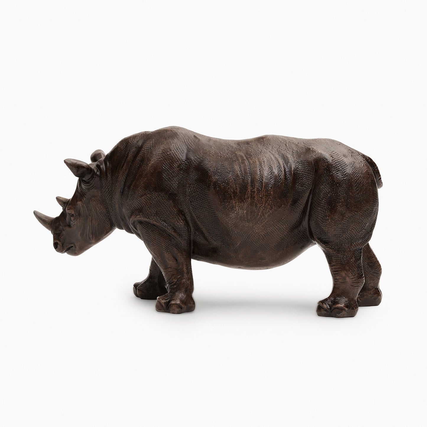 Brown Polyresin Standing Rhinoceros