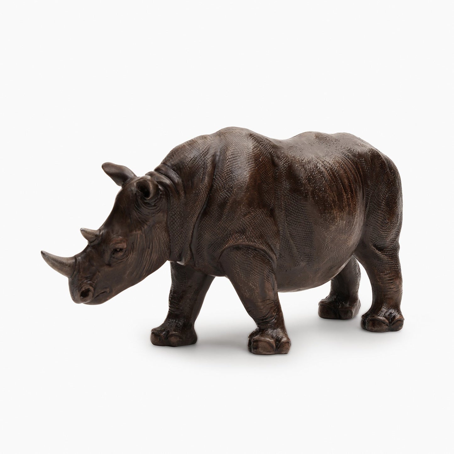 Brown Polyresin Standing Rhinoceros