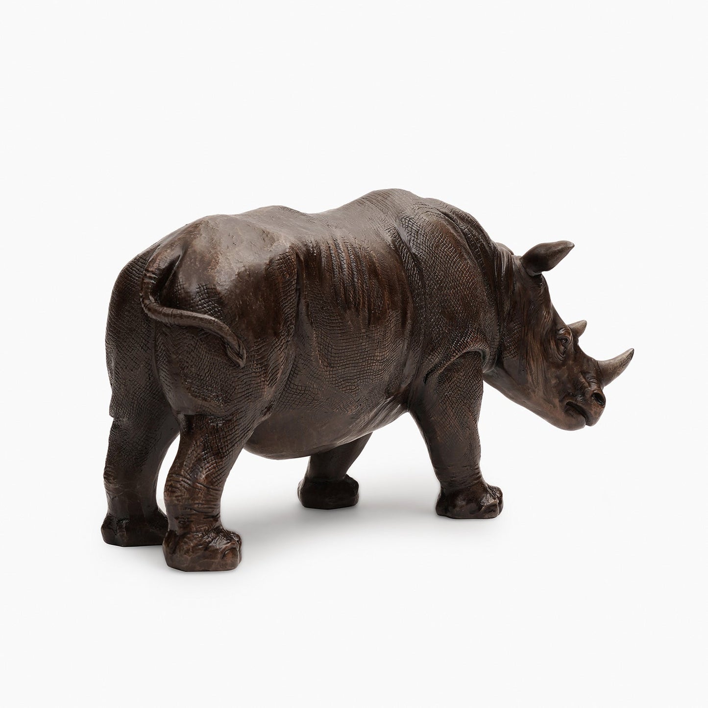 Brown Polyresin Standing Rhinoceros