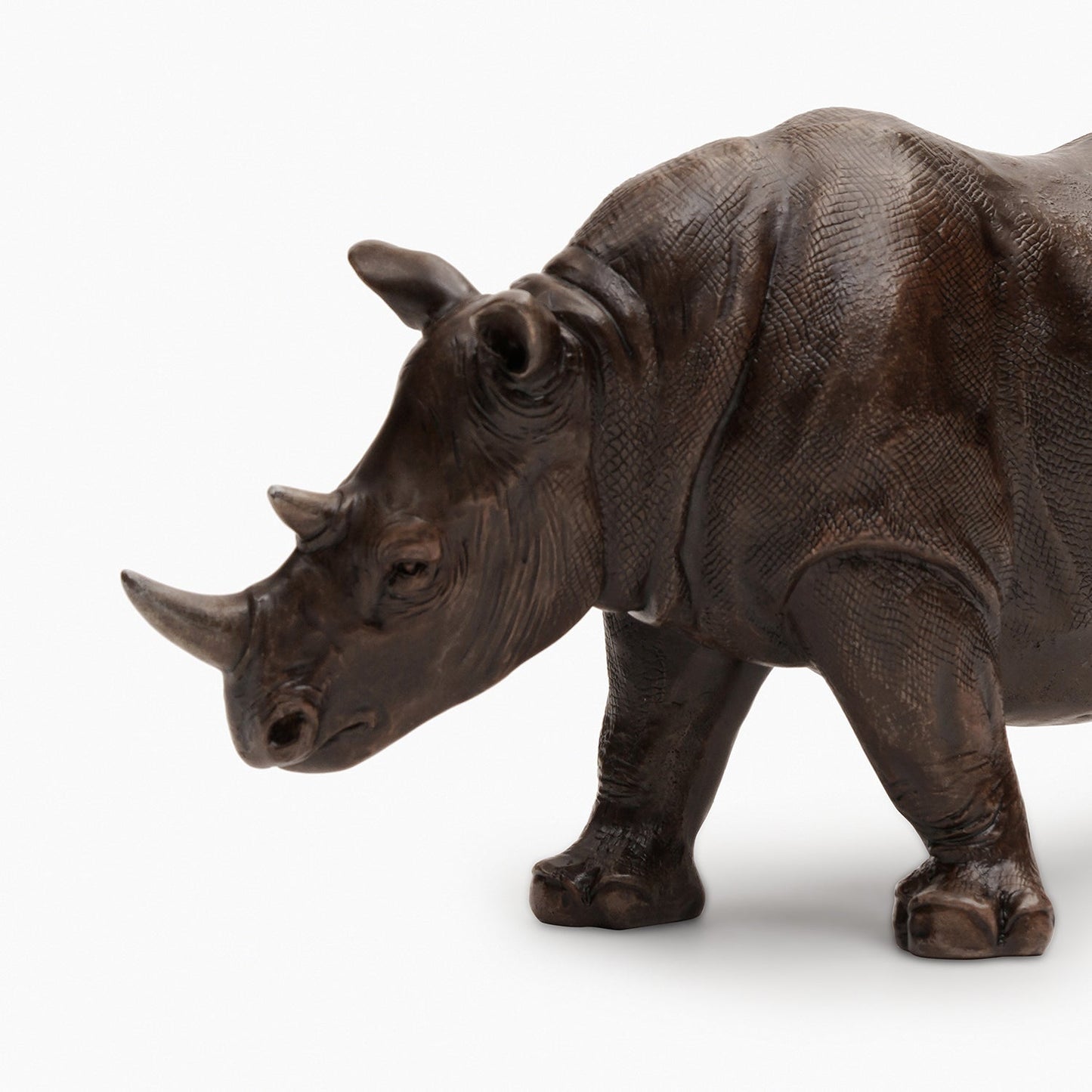Brown Polyresin Standing Rhinoceros
