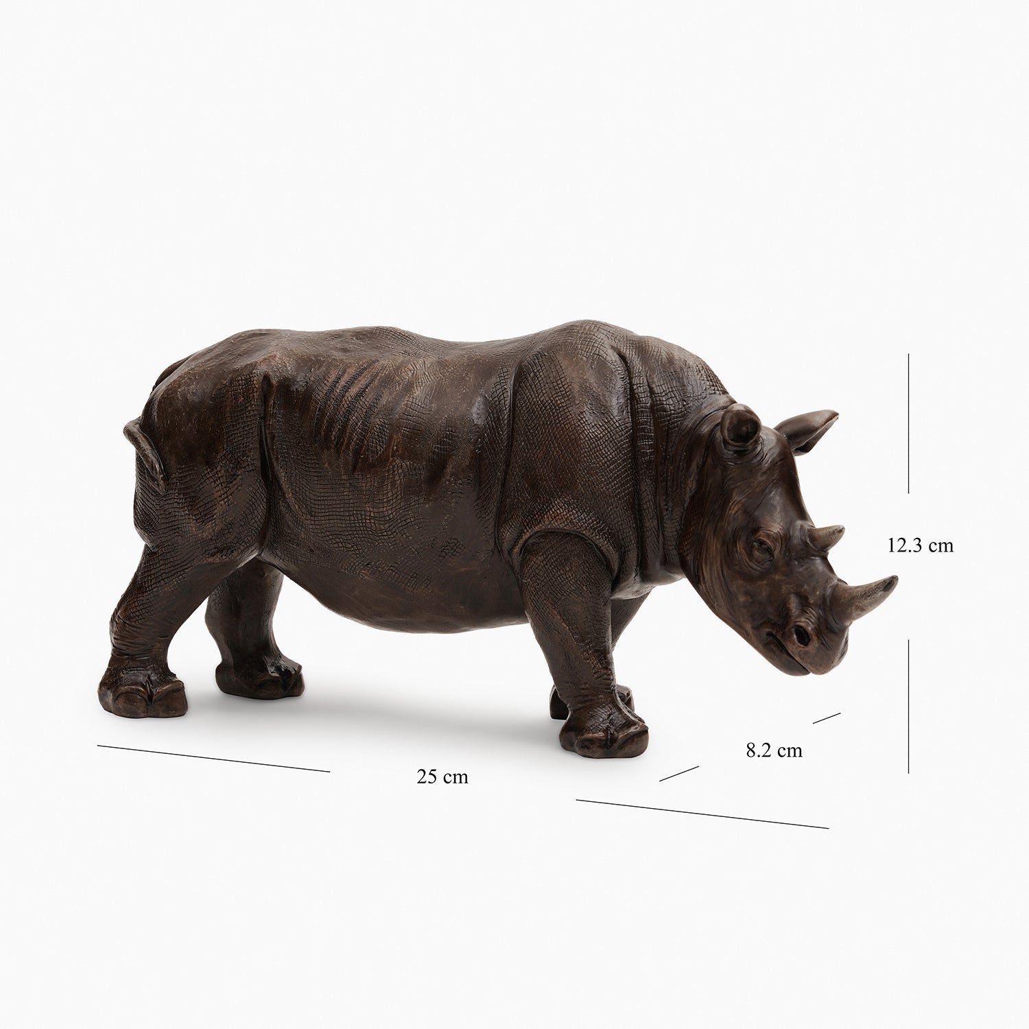 Brown Polyresin Standing Rhinoceros