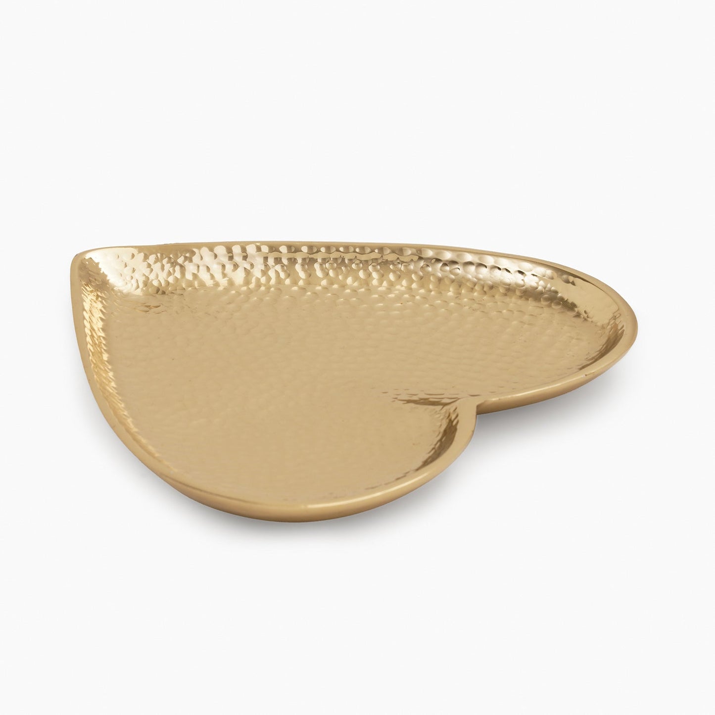 Gold Heart Shaped Hammered Metal Platter - Large