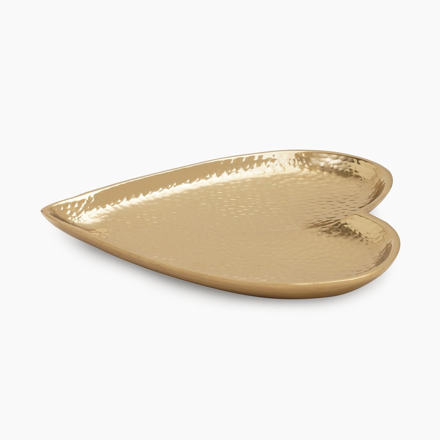 Gold Heart Shaped Hammered Metal Platter - Large