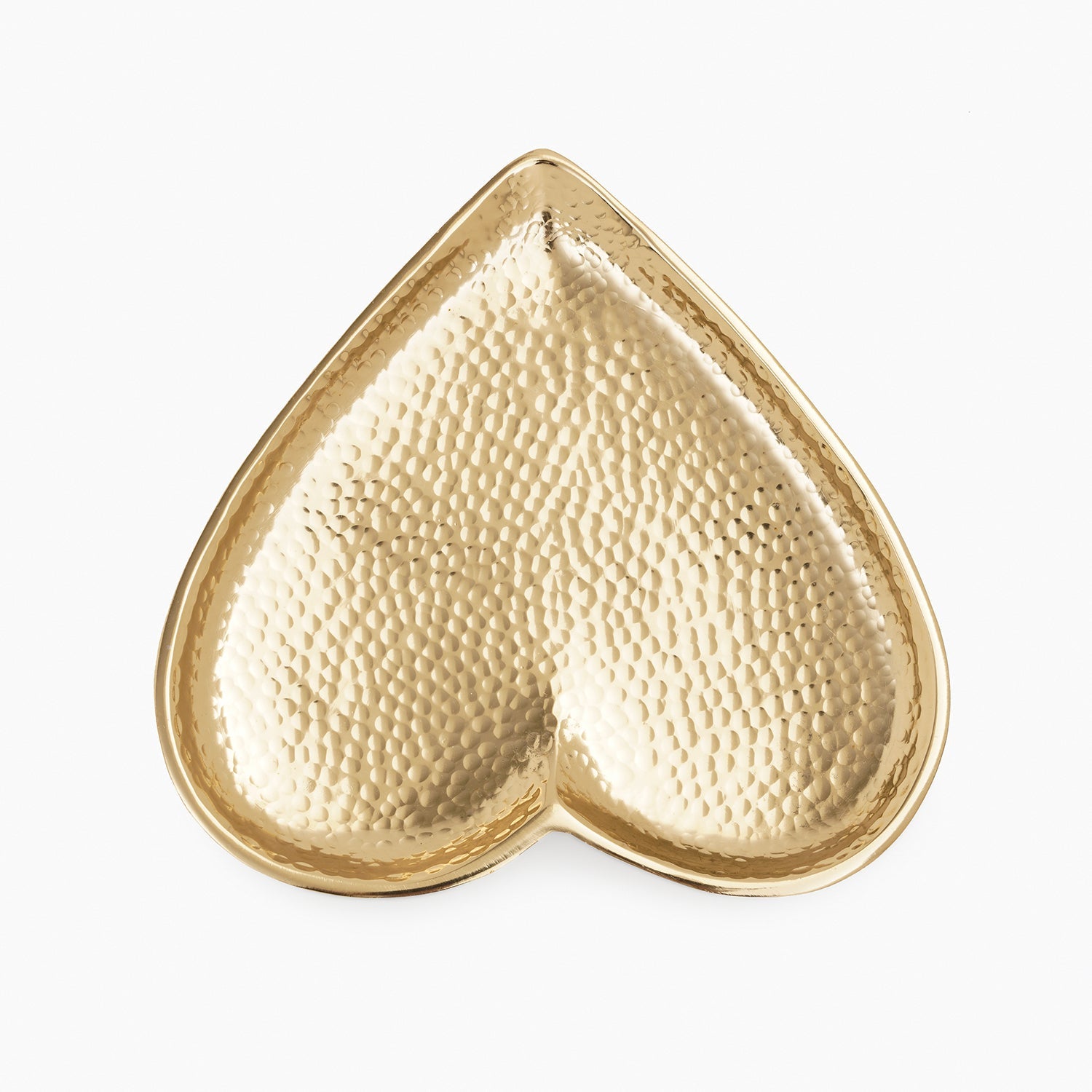 Gold Heart Shaped Hammered Metal Platter - Large