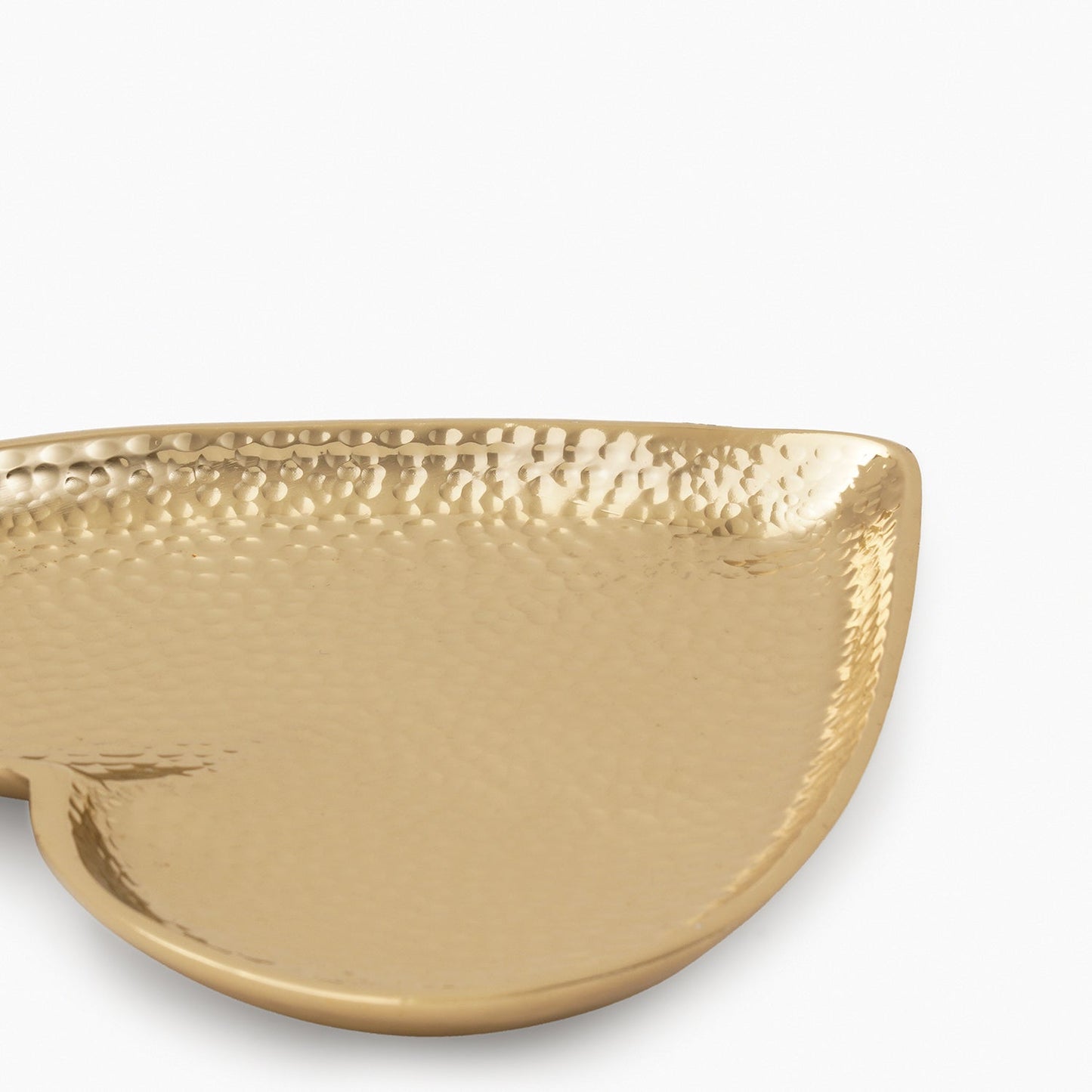 Gold Heart Shaped Hammered Metal Platter - Large