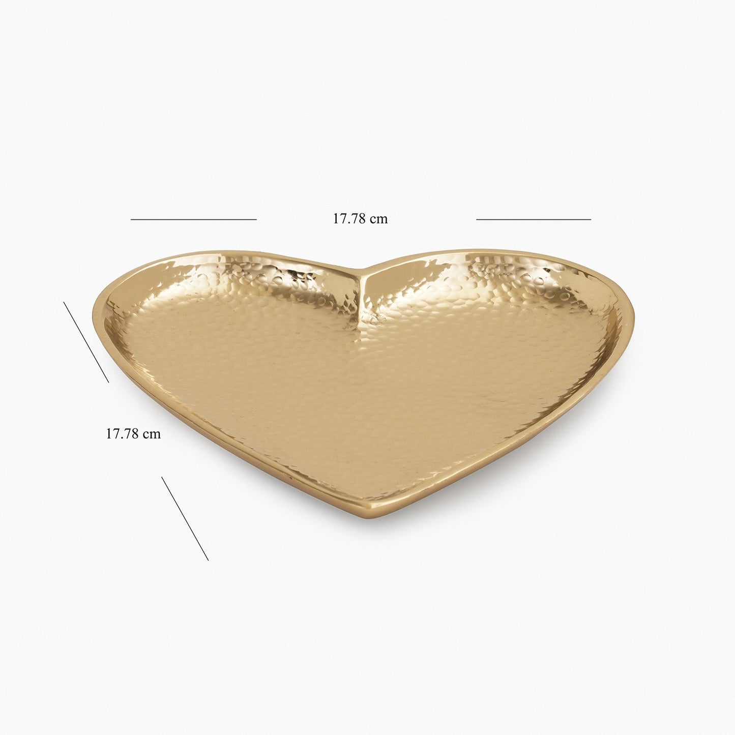 Gold Heart Shaped Hammered Metal Platter - Large