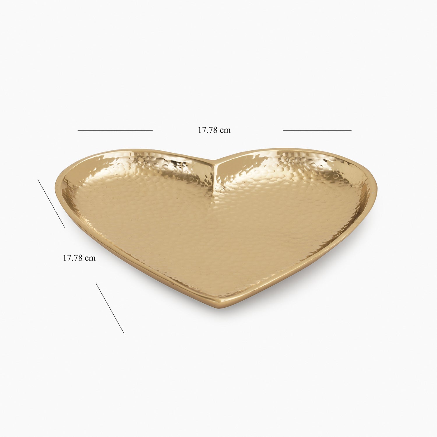 Gold Heart Shaped Hammered Metal Platter - Large