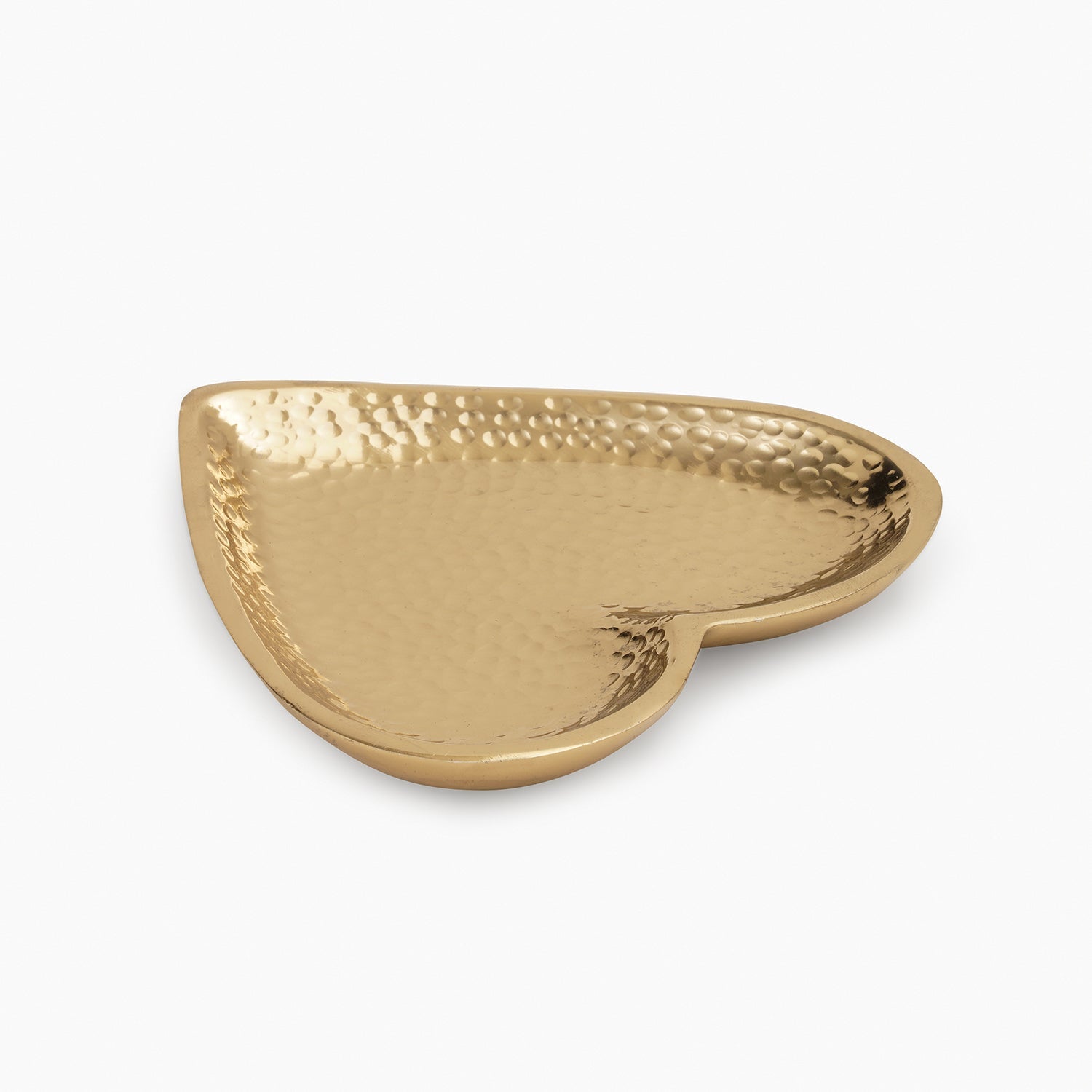 Gold Heart Shaped Hammered Metal Platter - Small