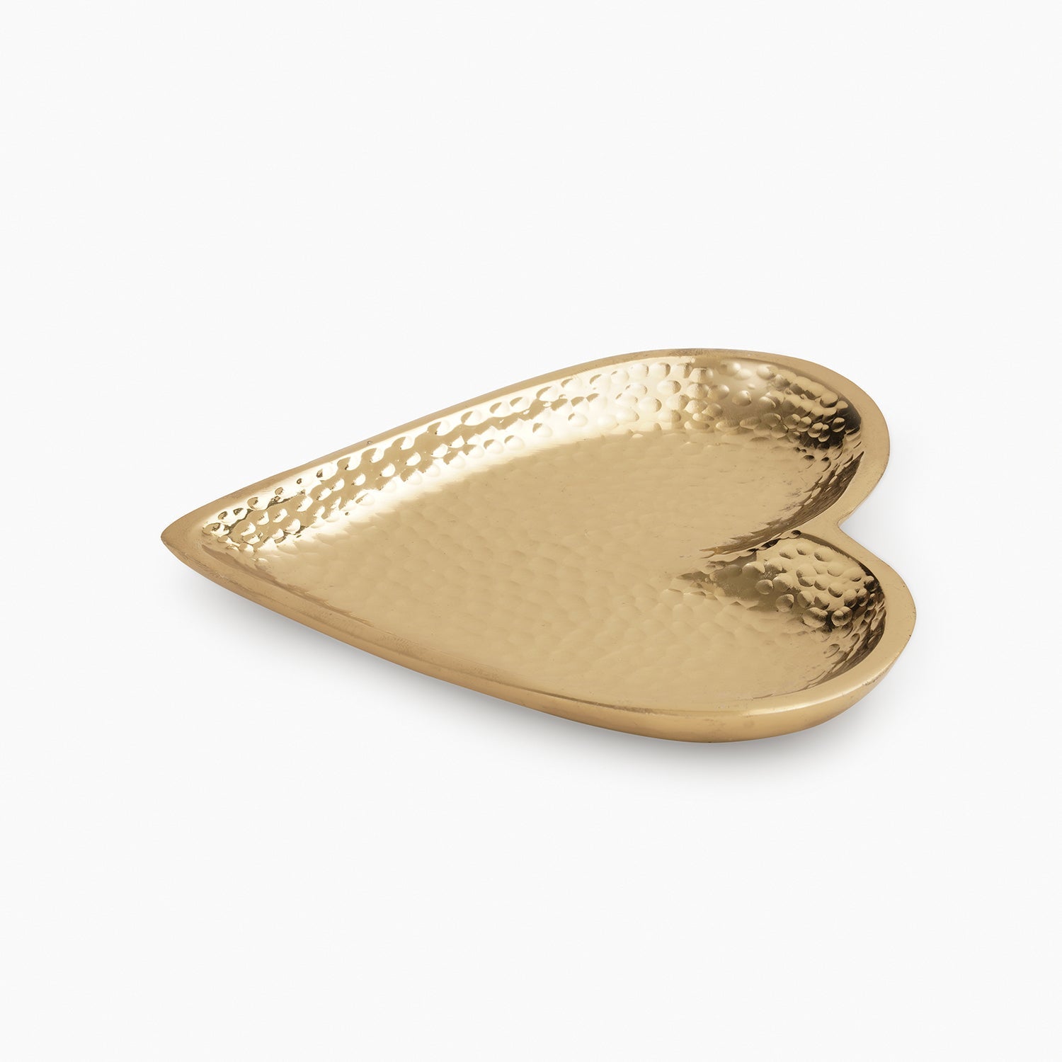 Gold Heart Shaped Hammered Metal Platter - Small