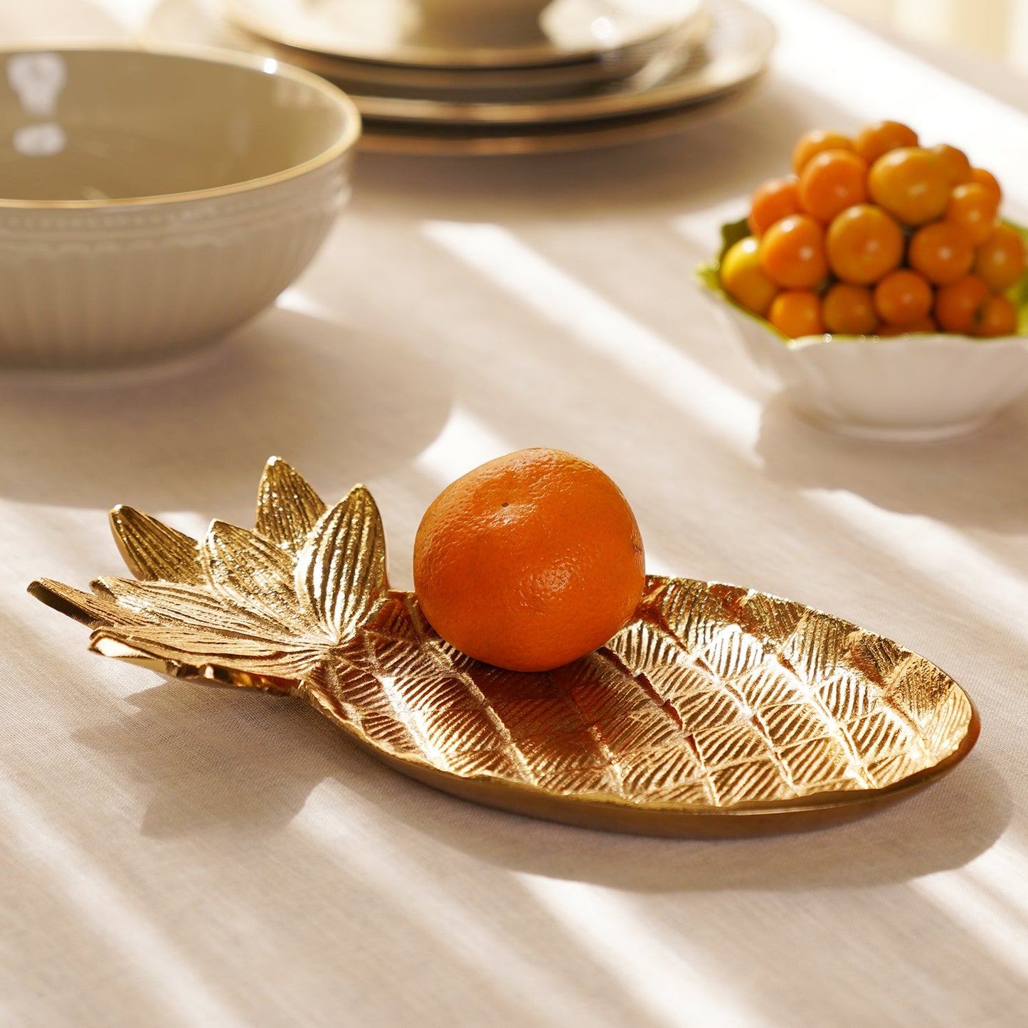 Gold Metal Pineapple Decorative Platter - Small