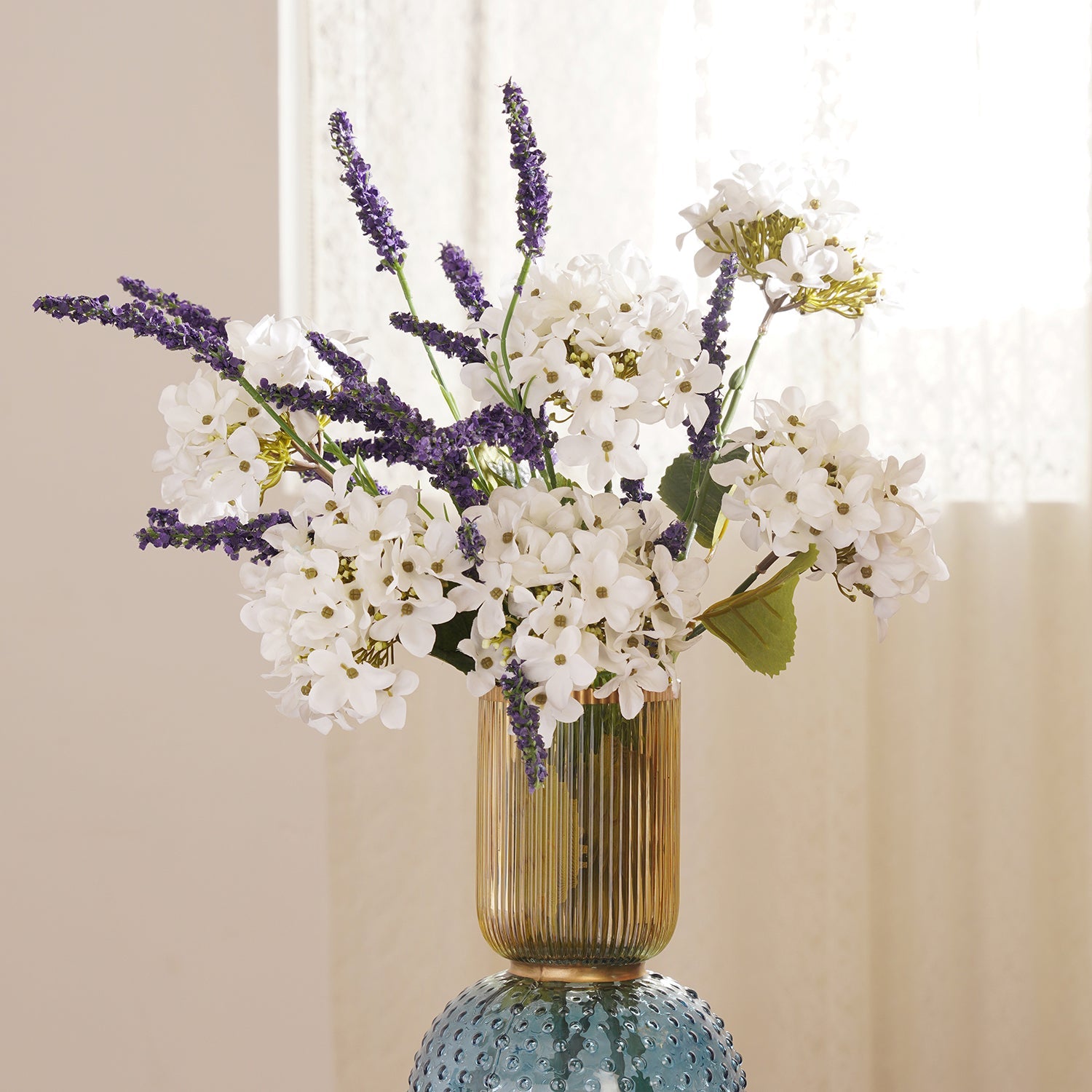 Ivory Hydranger Artificial Flower Stem - Single