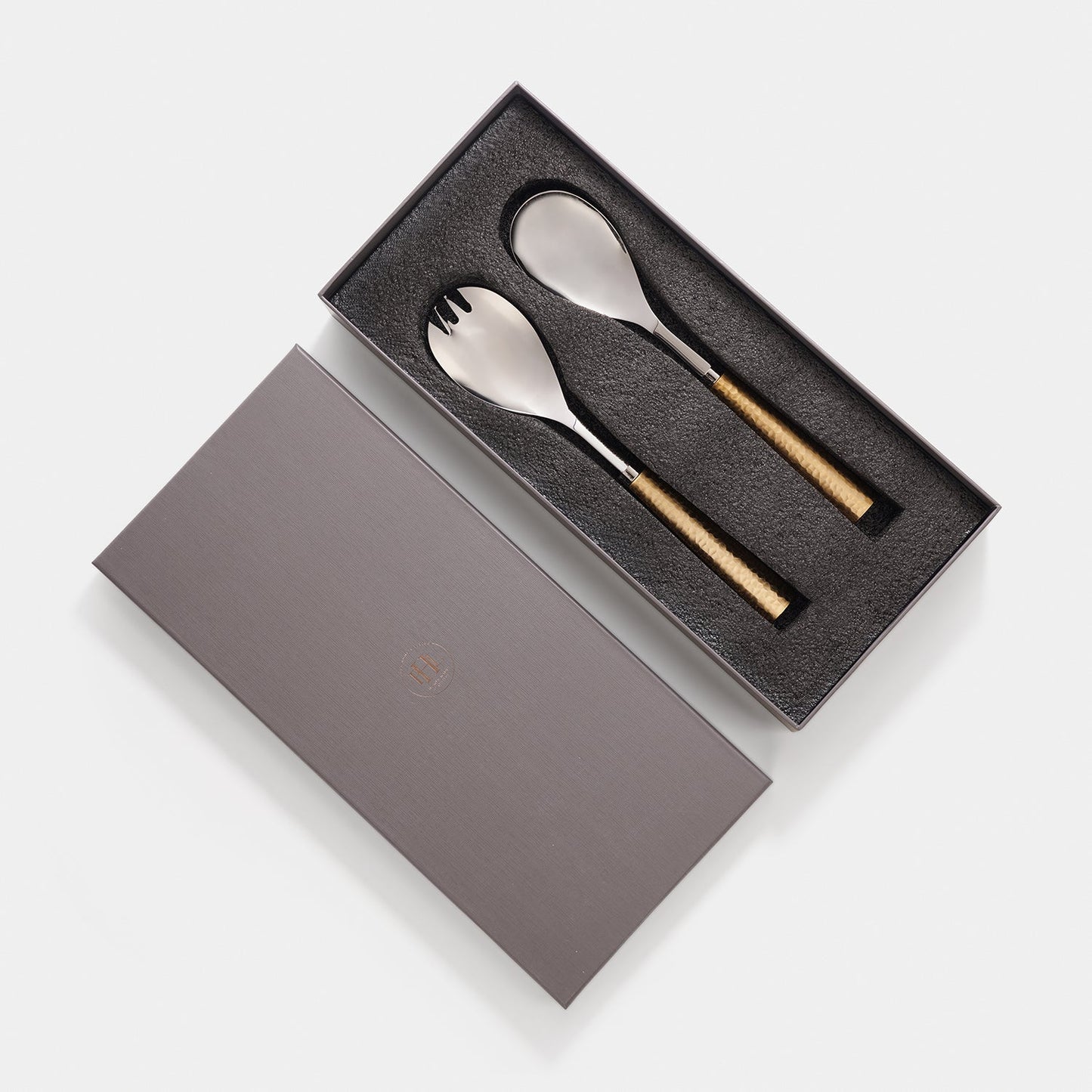 Set of 2 Gold Hammered Salad Servers