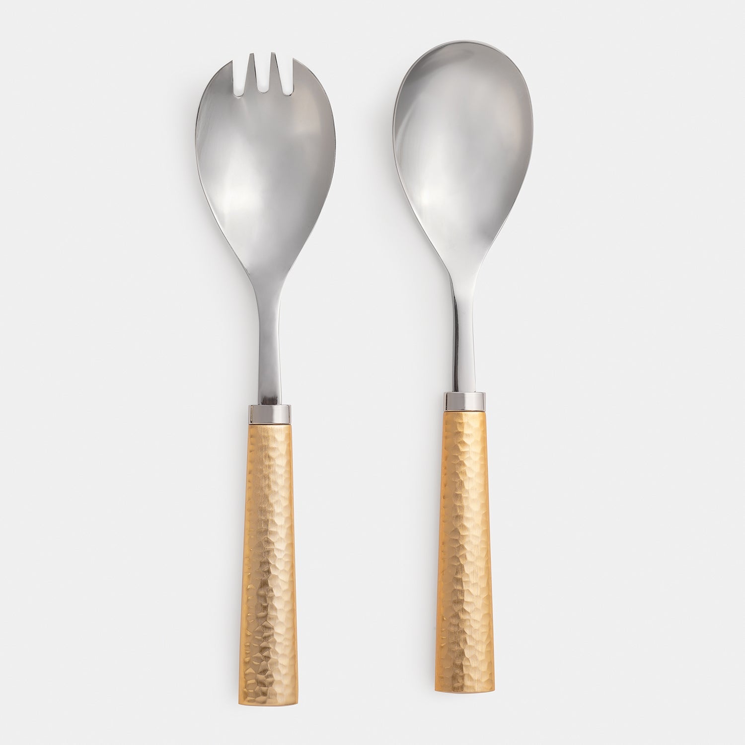 Set of 2 Gold Hammered Salad Servers