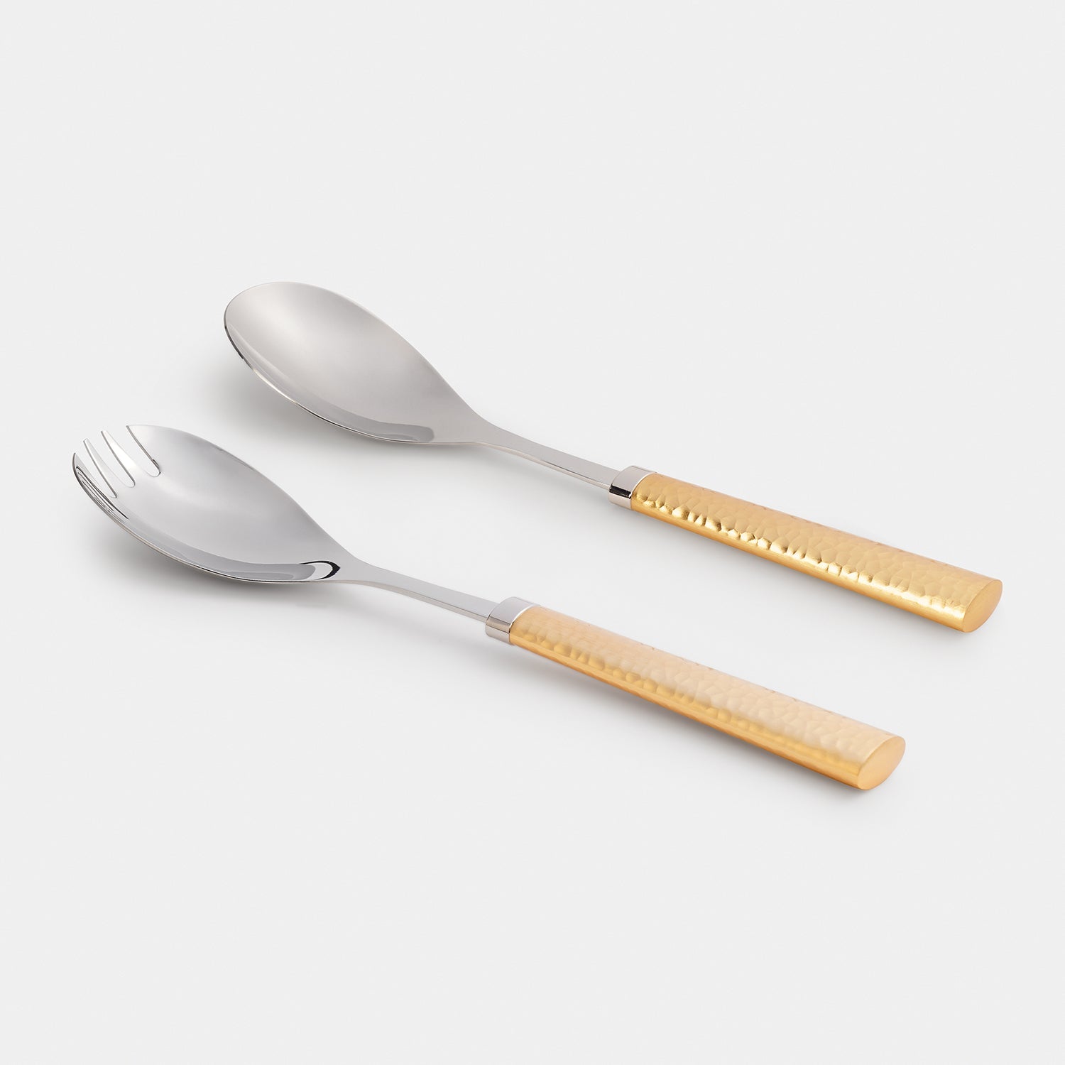 Set of 2 Gold Hammered Salad Servers
