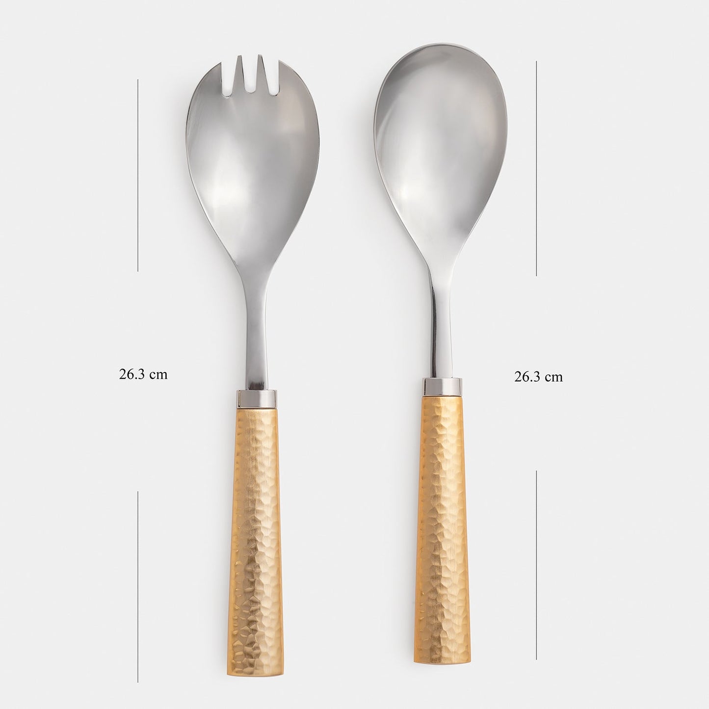 Set of 2 Gold Hammered Salad Servers