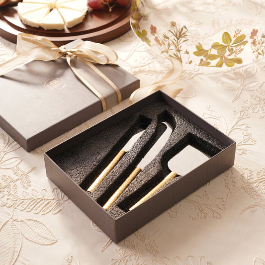 Set of 3 Gold Hammered Cheese Knives