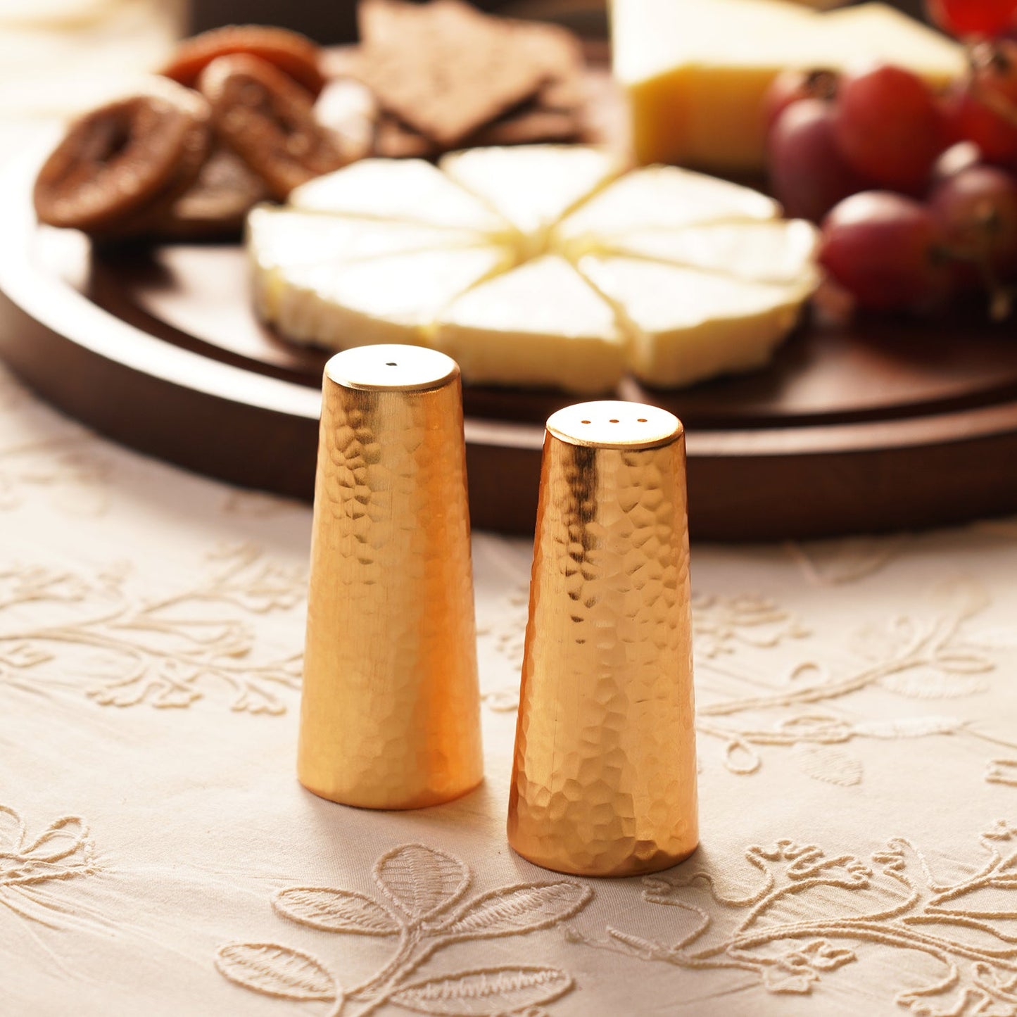 Set of 2 Gold Hammered Salt & Pepper Shaker