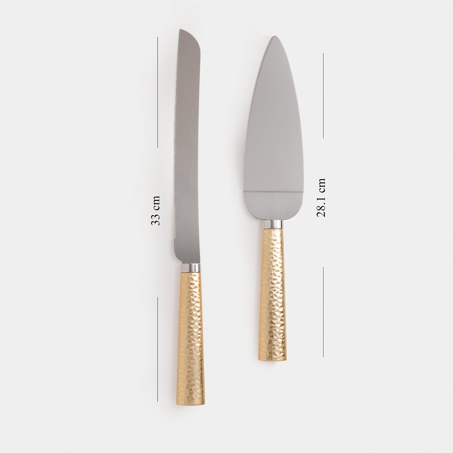 Set of 2 Gold Hammered Cake Server