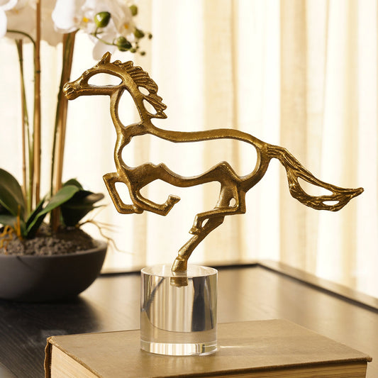 Gold Metal Horse on Acrylic Base