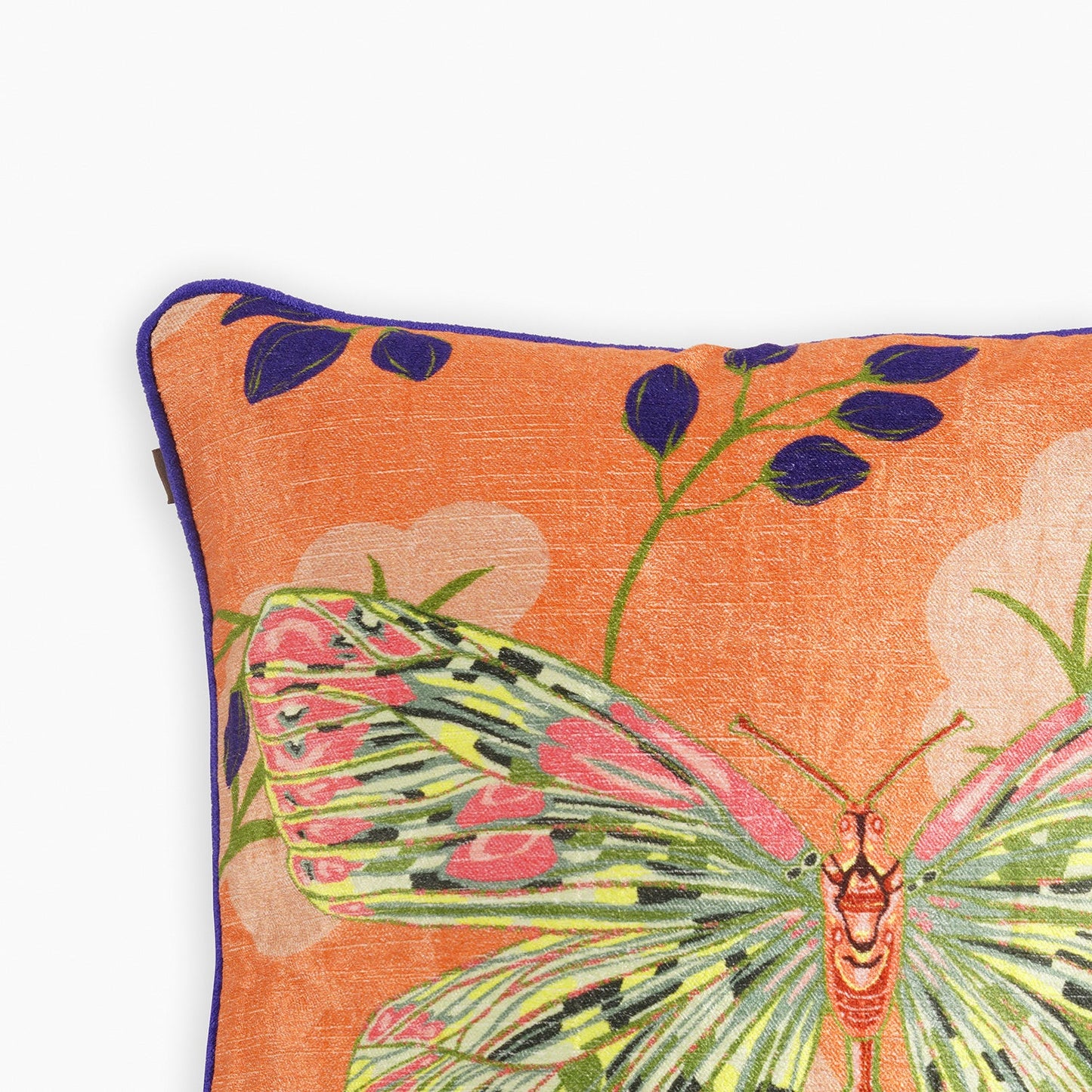 Orange Butterfly Print Square Cushion cover
