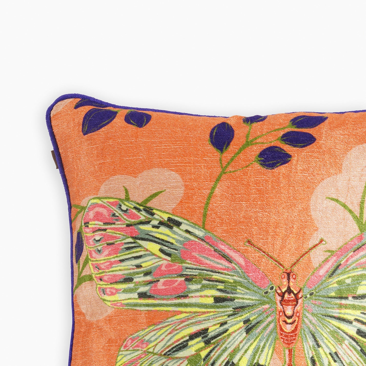 Orange Butterfly Print Square Cushion cover