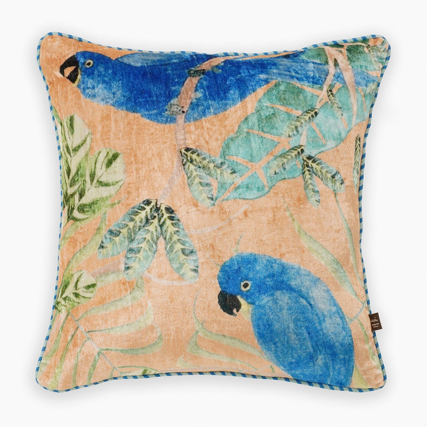 Orange Printed Velvet Square Cushion Cover