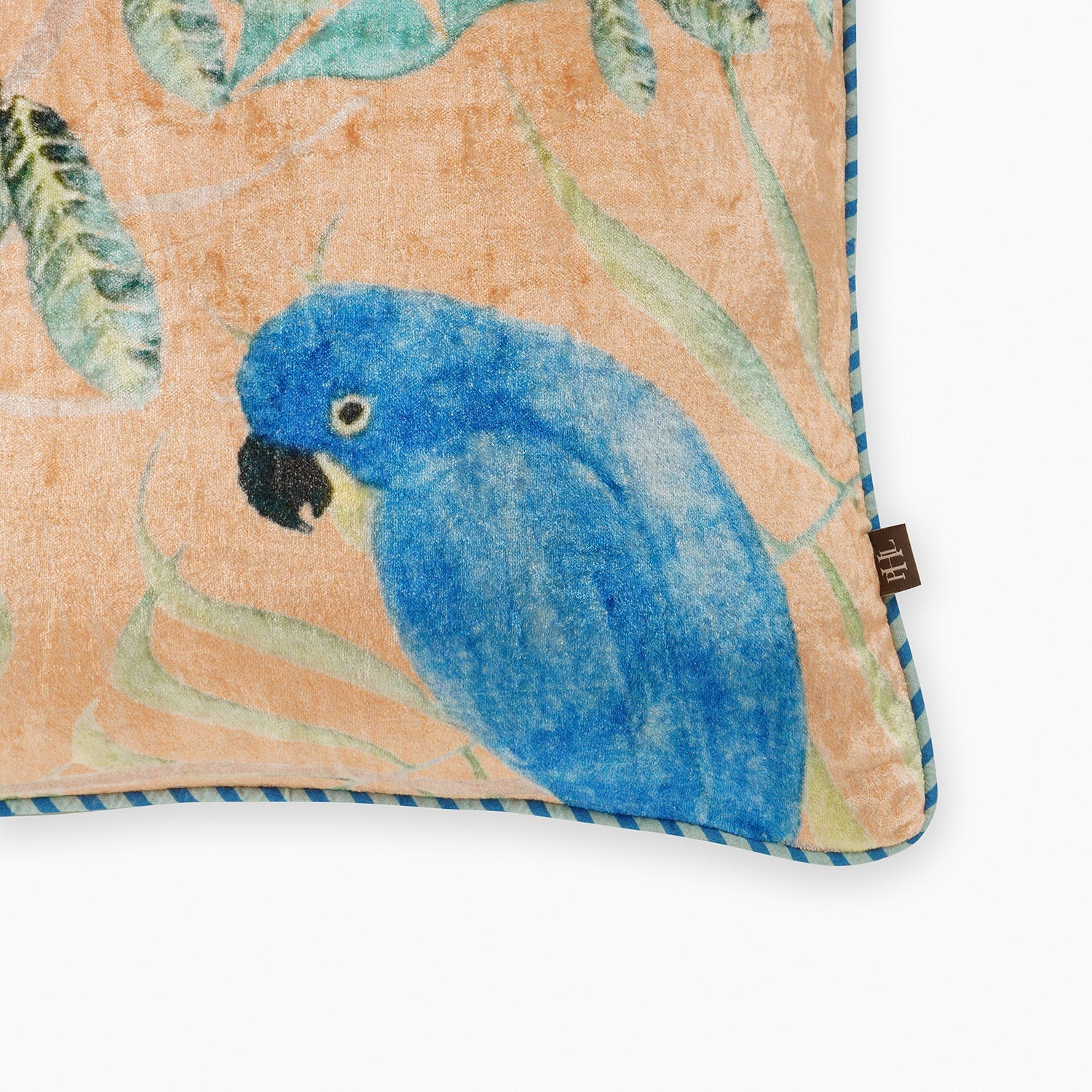 Orange Printed Velvet Square Cushion Cover
