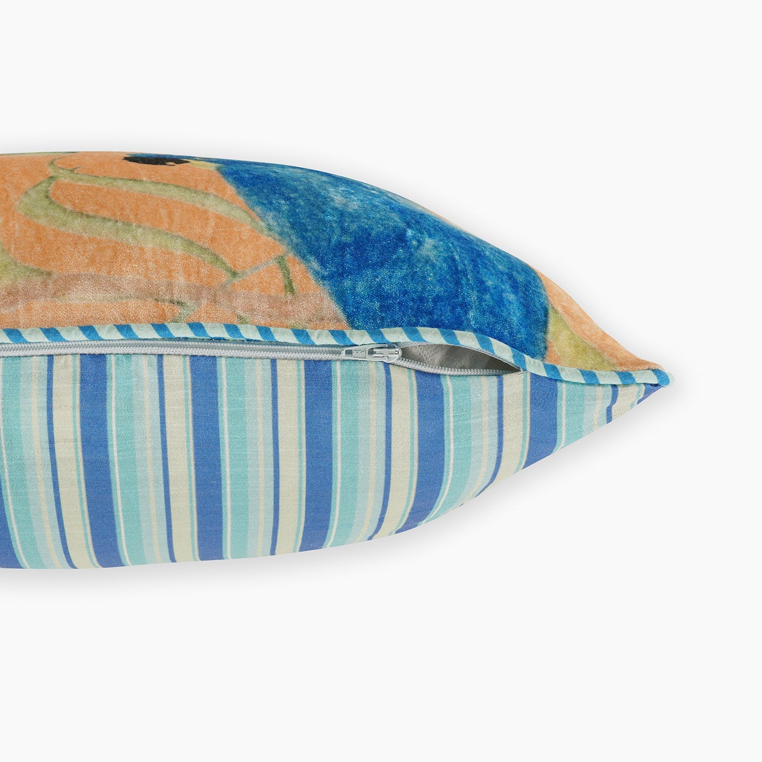 Orange Printed Velvet Square Cushion Cover