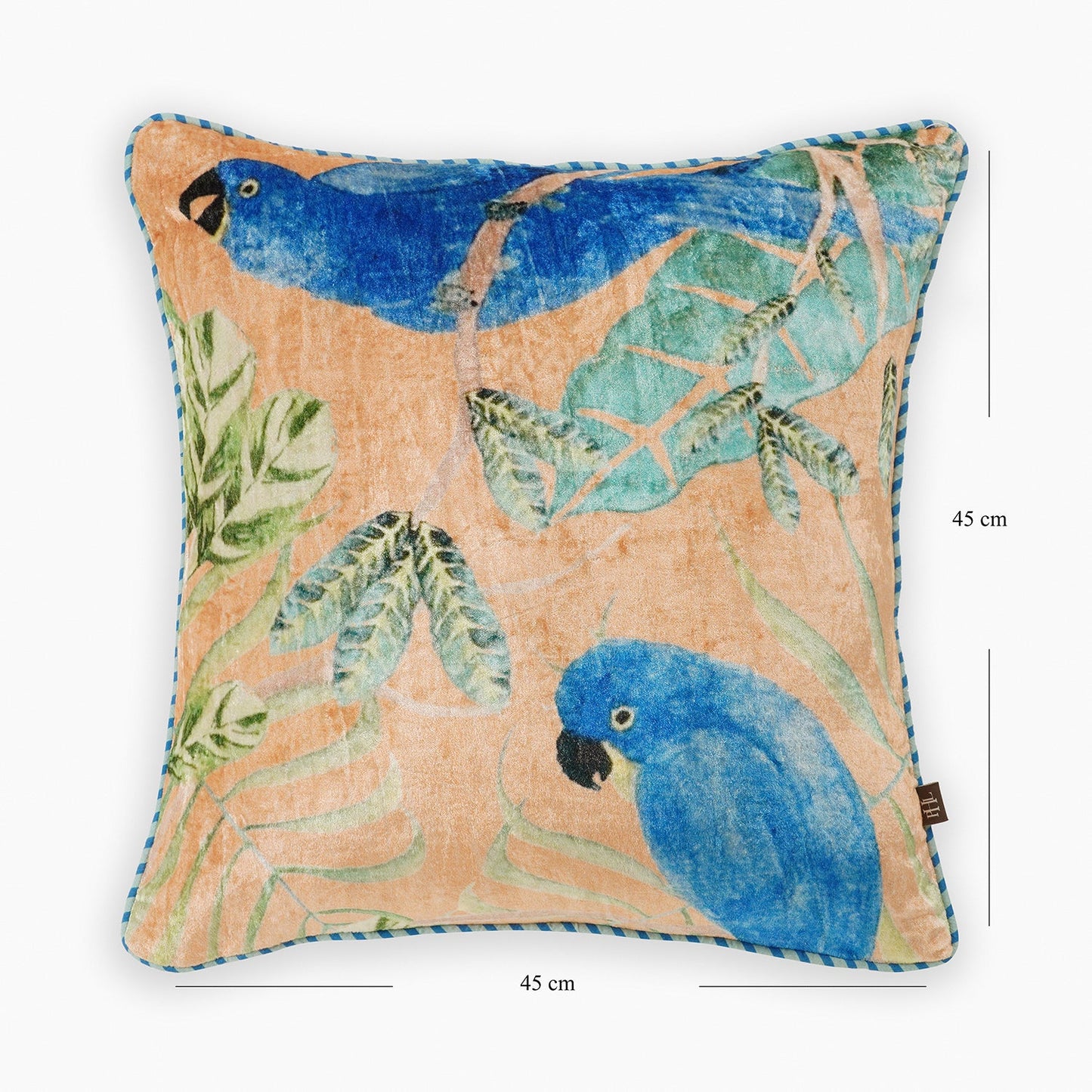 Orange Printed Velvet Square Cushion Cover