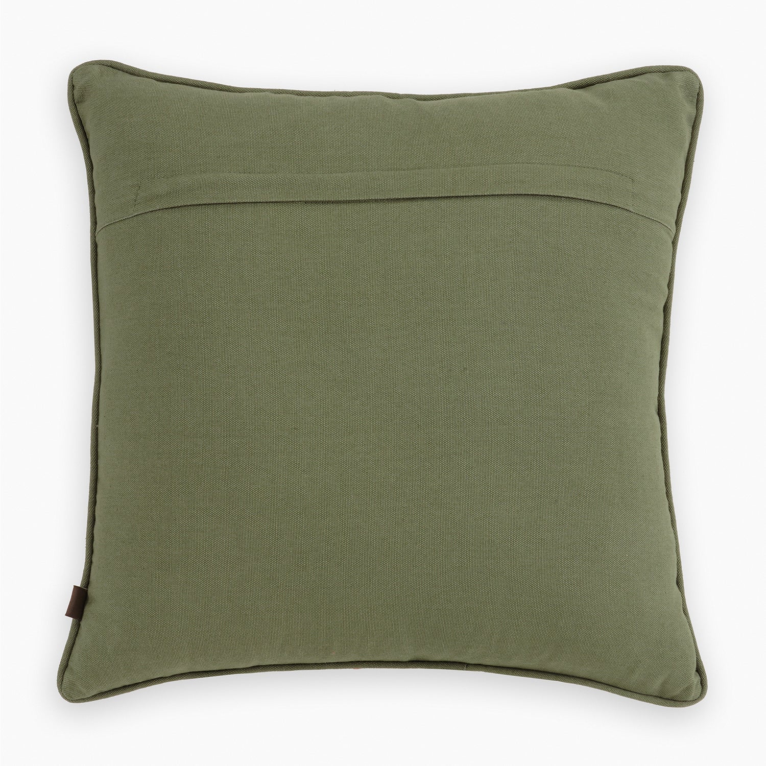 Beige & Green Floral Threadwork Square Cushion Cover