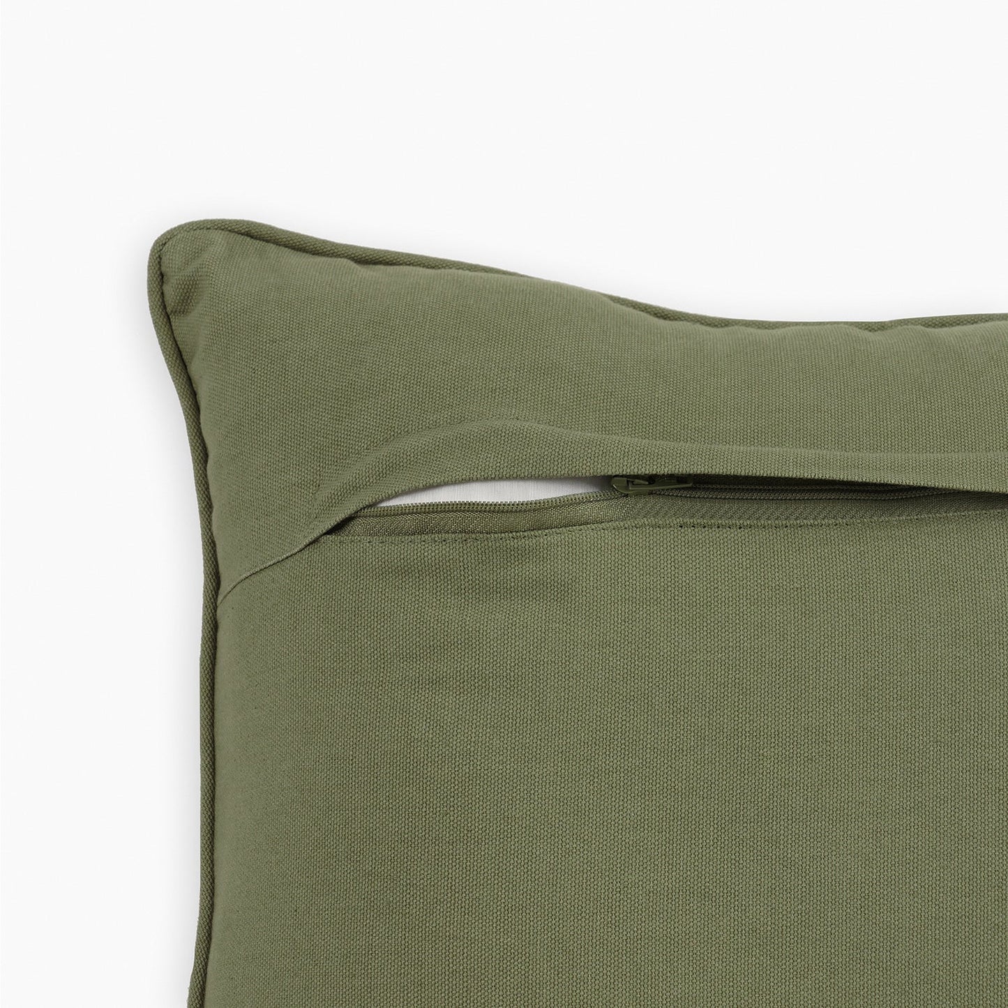 Beige & Green Floral Threadwork Square Cushion Cover