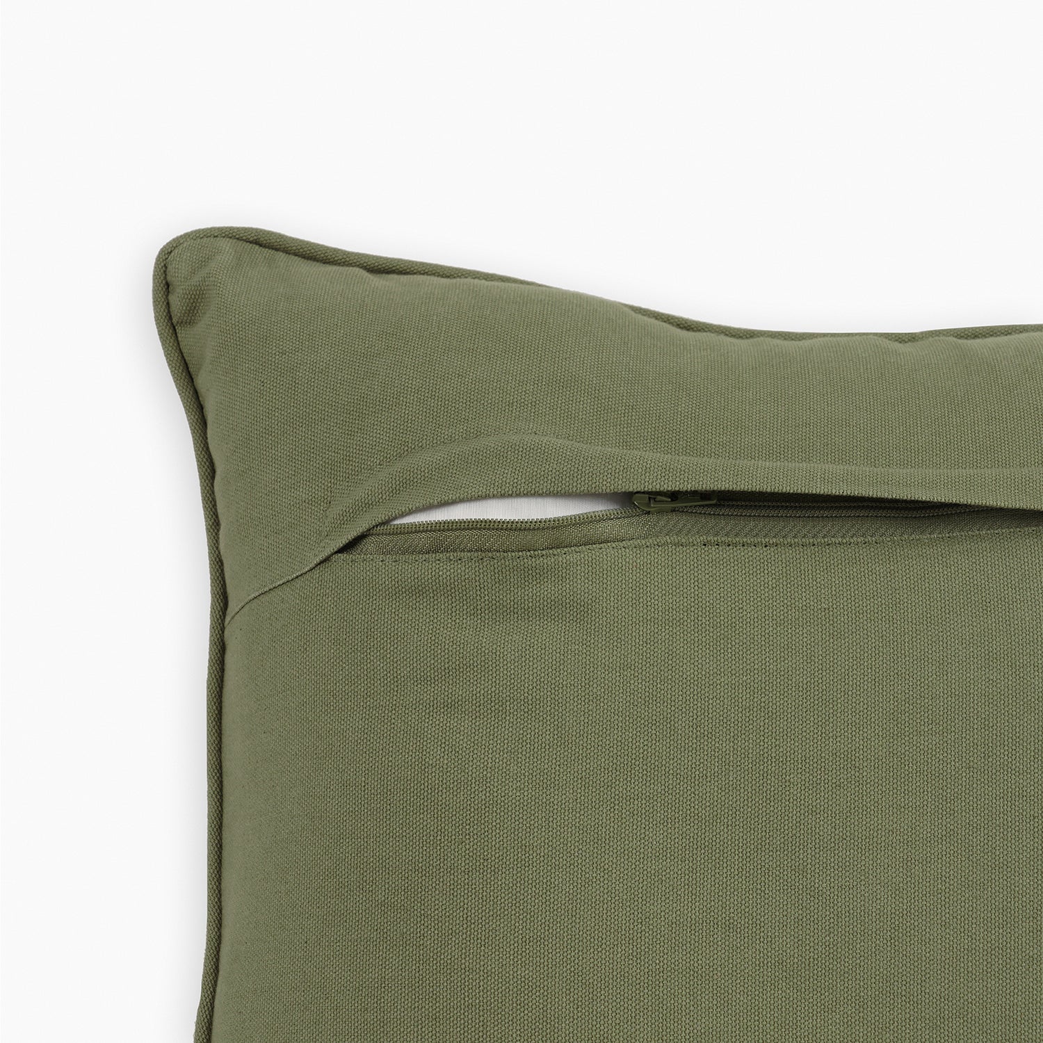 Beige & Green Floral Threadwork Square Cushion Cover