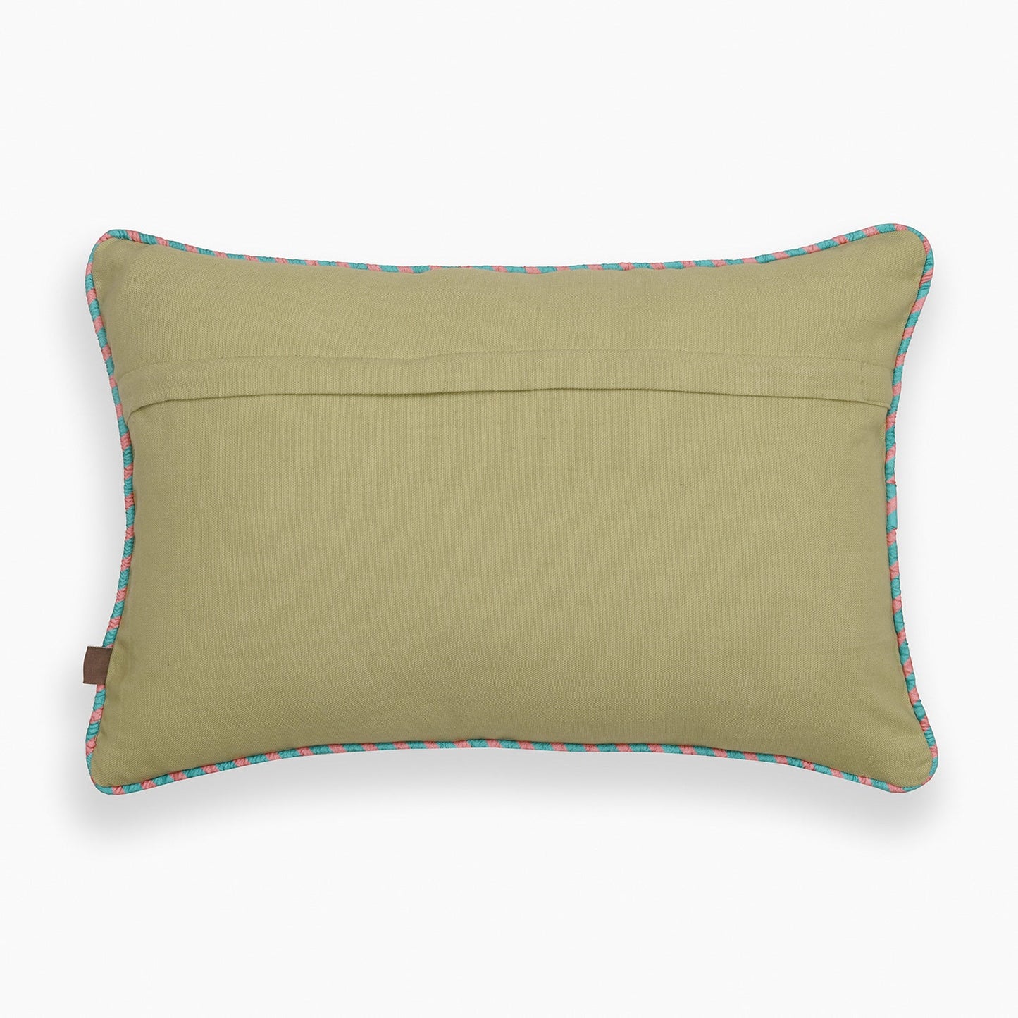 Green Multi Coloured Embroidered Rectangle Velvet Cushion