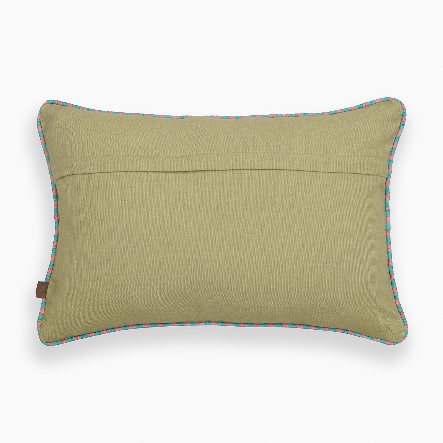 Green Multi Coloured Embroidered Rectangle Velvet Cushion