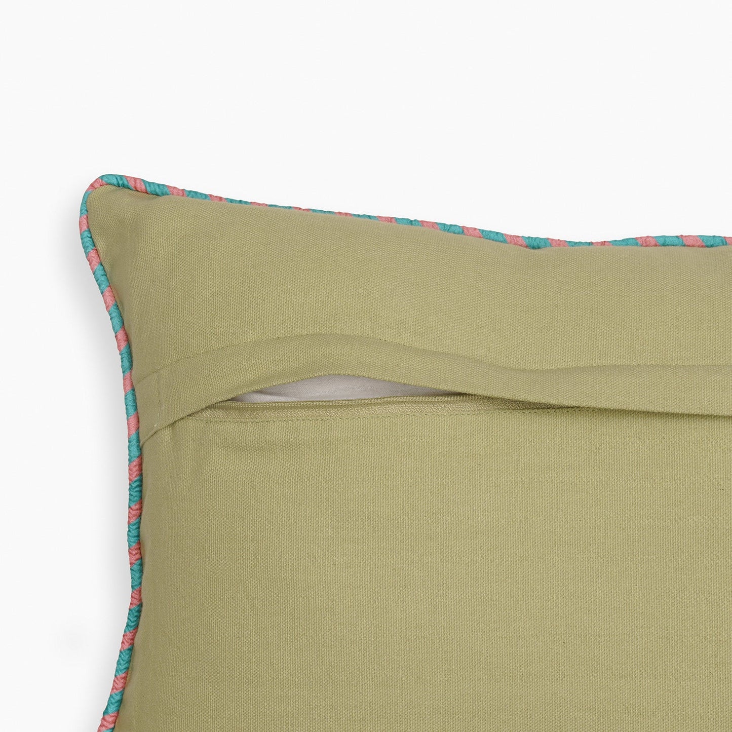Green Multi Coloured Embroidered Rectangle Velvet Cushion