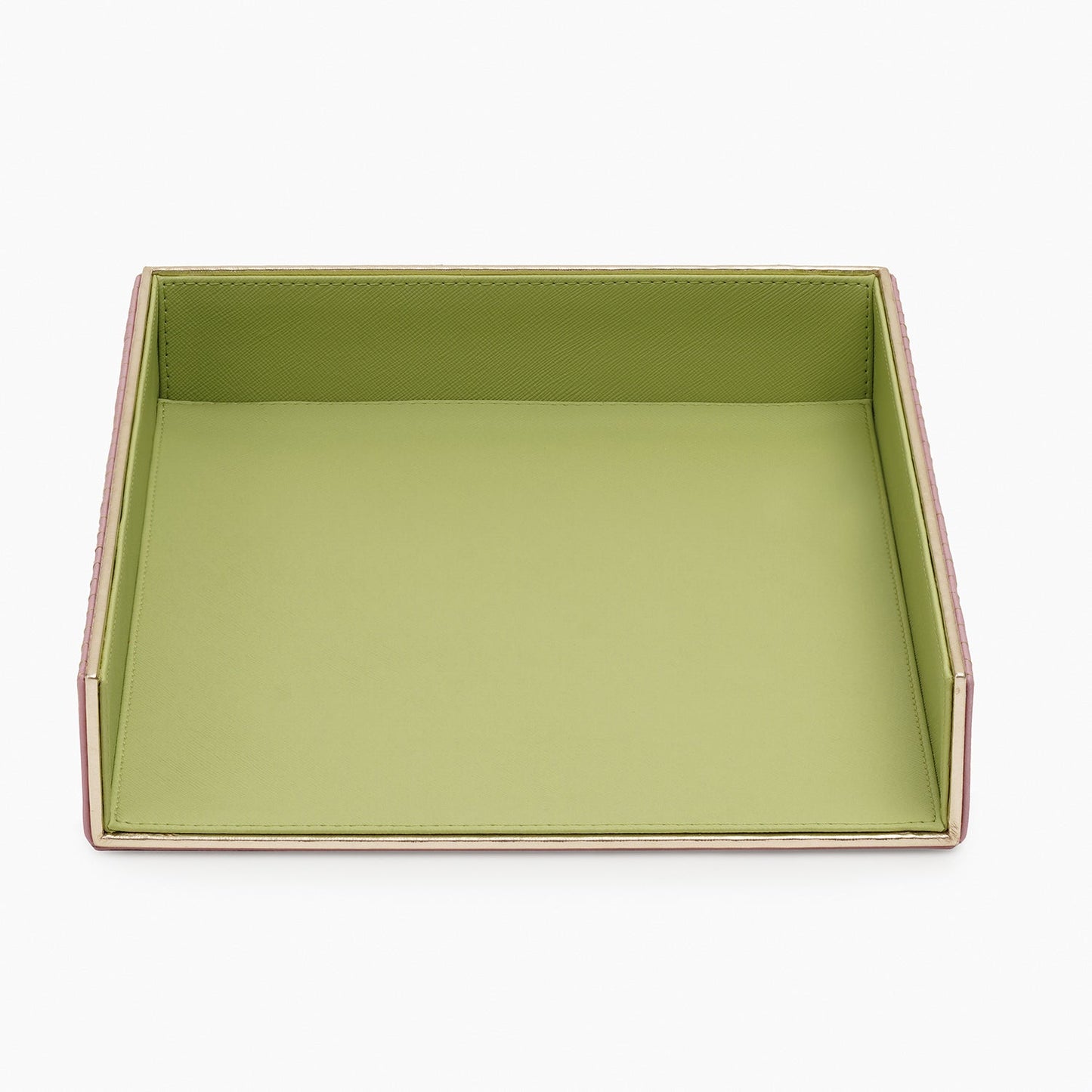 Purple & Green Stitched Faux Leather Paper Tray