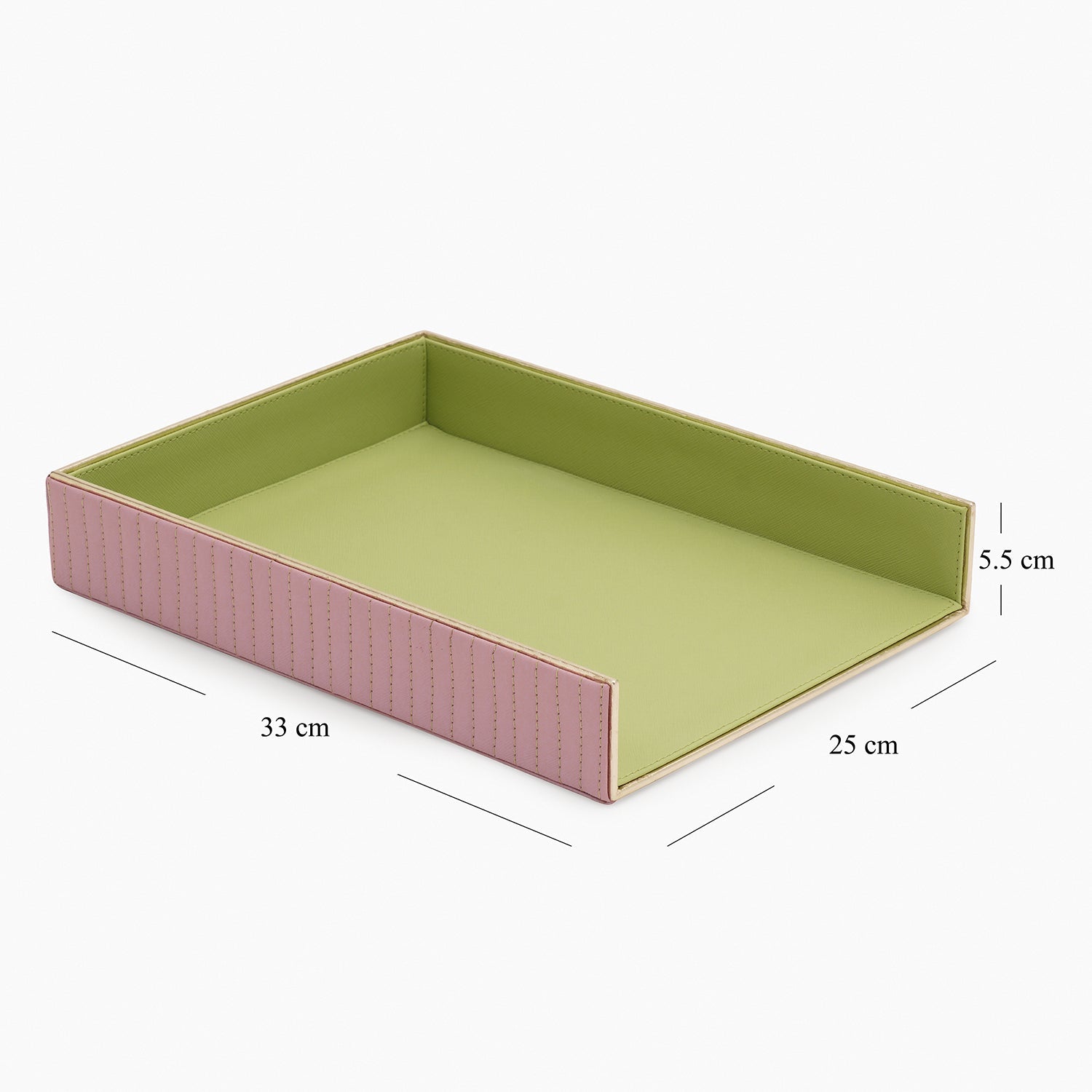 Purple & Green Stitched Faux Leather Paper Tray