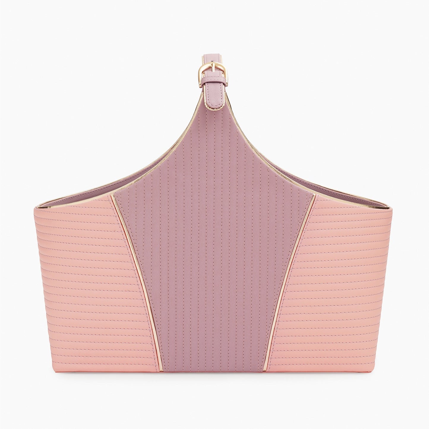 Pink & Purple Stitched Faux Leather Magazine Basket