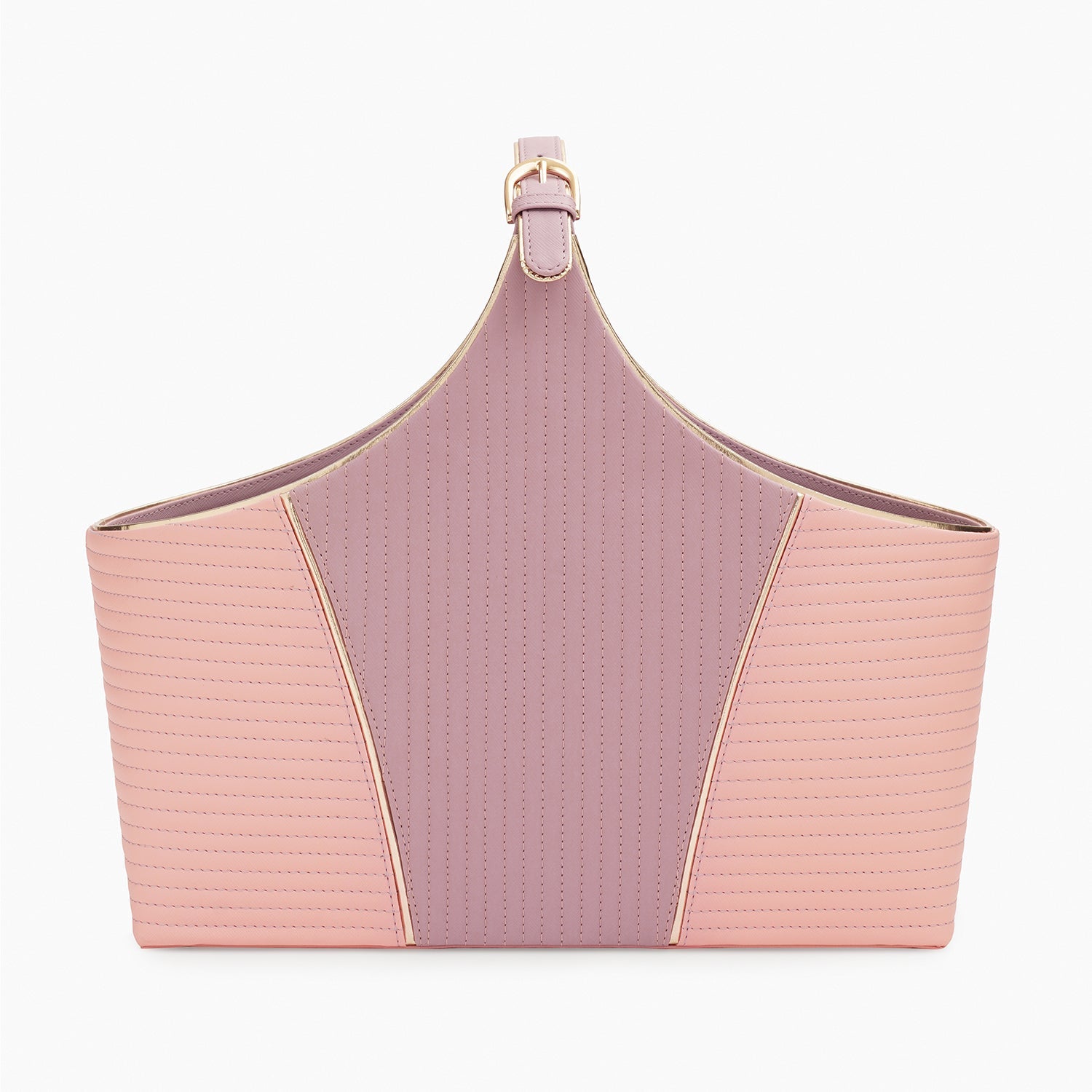 Pink & Purple Stitched Faux Leather Magazine Basket