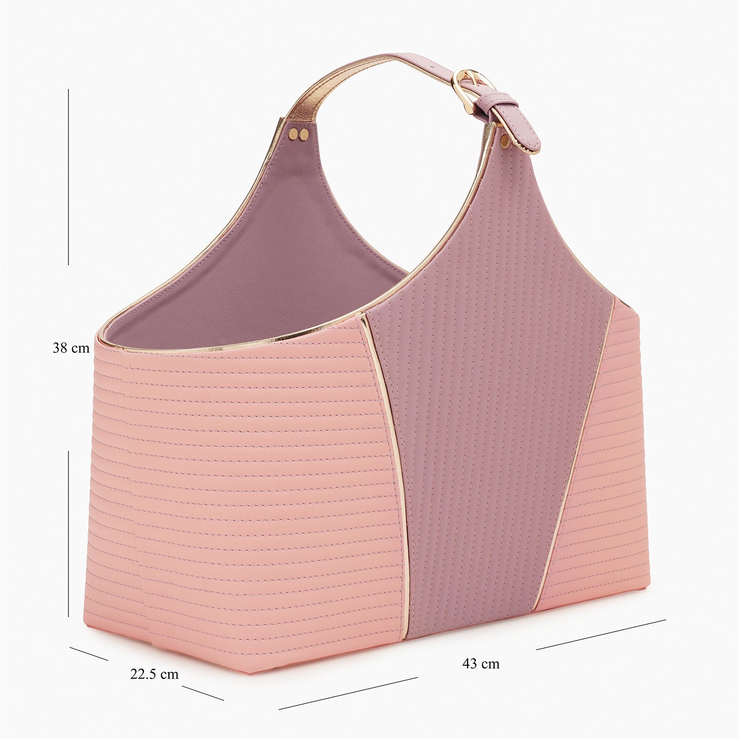 Pink & Purple Stitched Faux Leather Magazine Basket