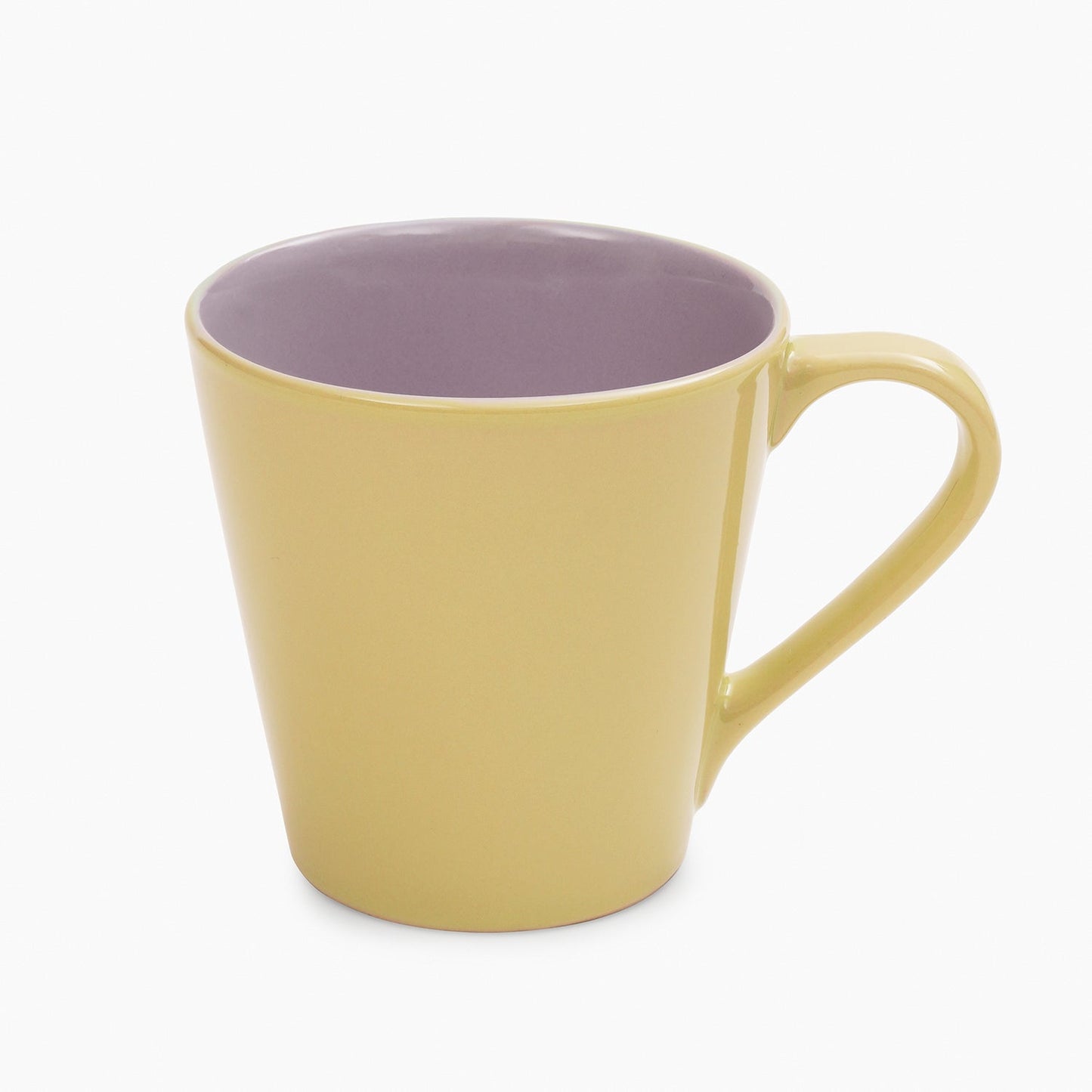 Set of 2 Yellow & Lilac Ceramic Coffee Mugs