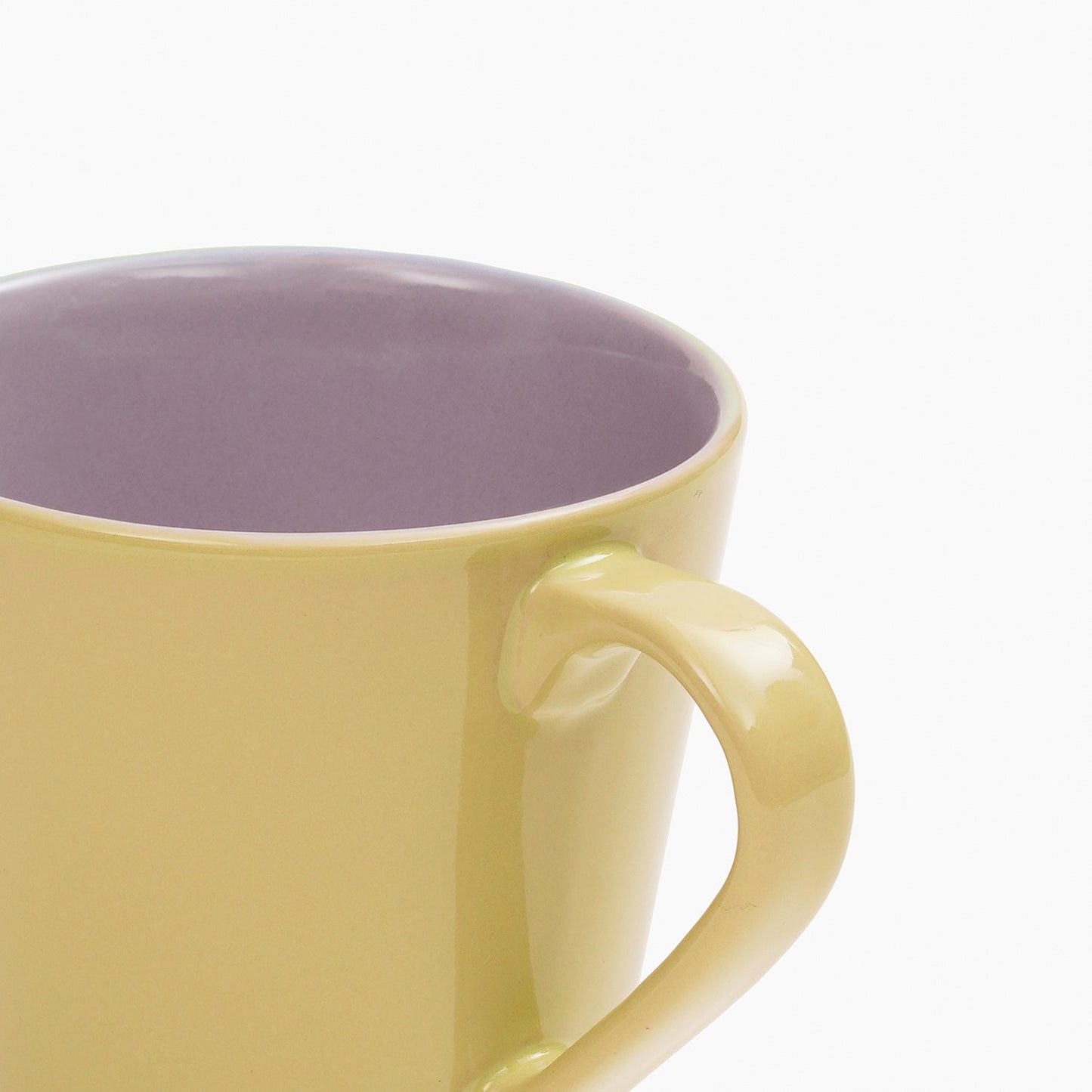 Set of 2 Yellow & Lilac Ceramic Coffee Mugs