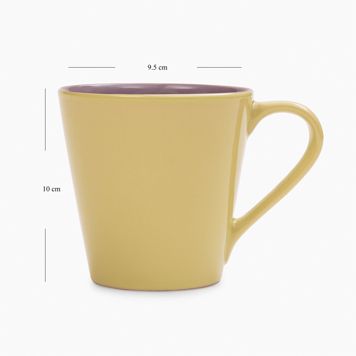Set of 2 Yellow & Lilac Ceramic Coffee Mugs